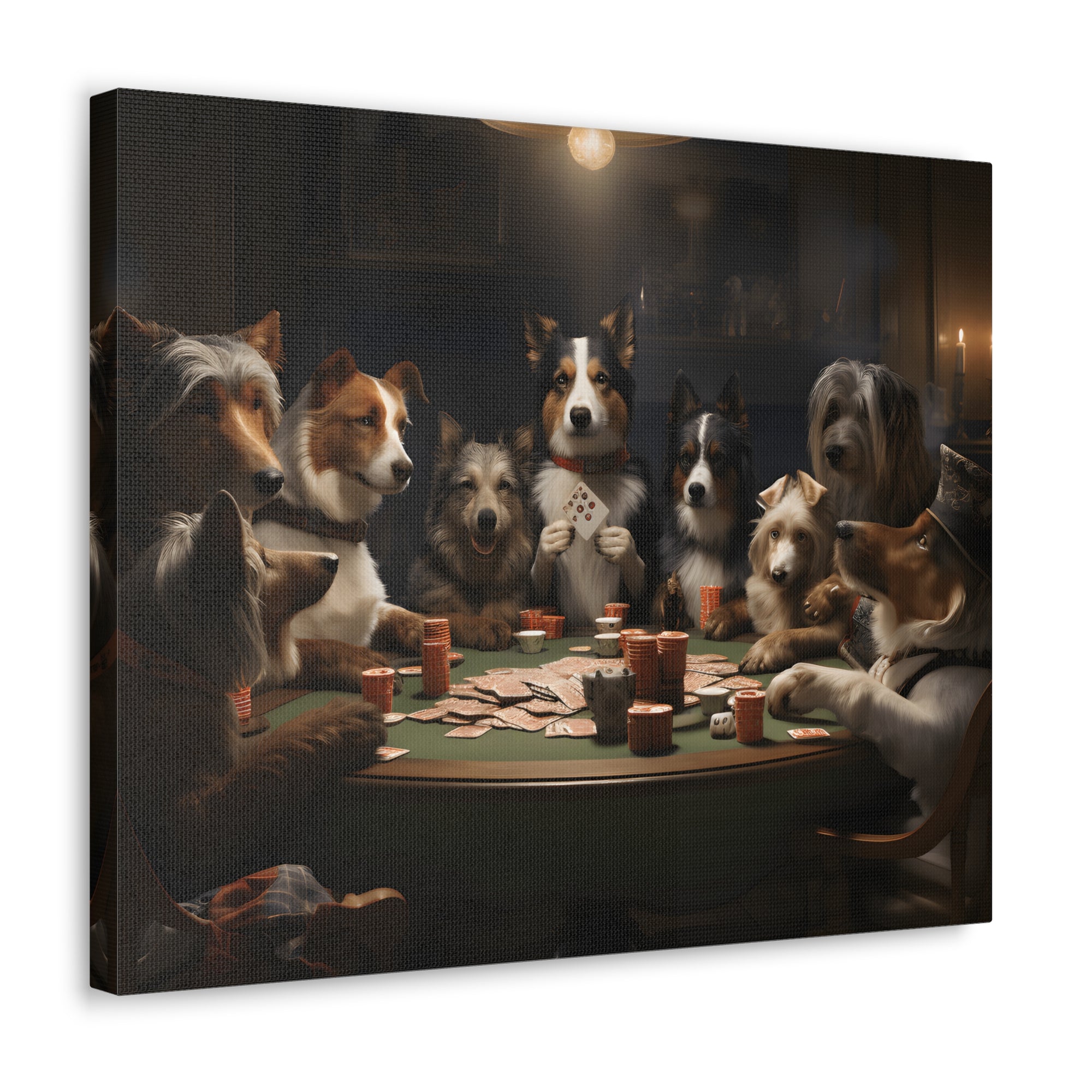 Different Dogs Playing Poker New York Animals Playing Card Canvas Wall Art for Home Decor Ready-to-Hang-Express Your Love Gifts