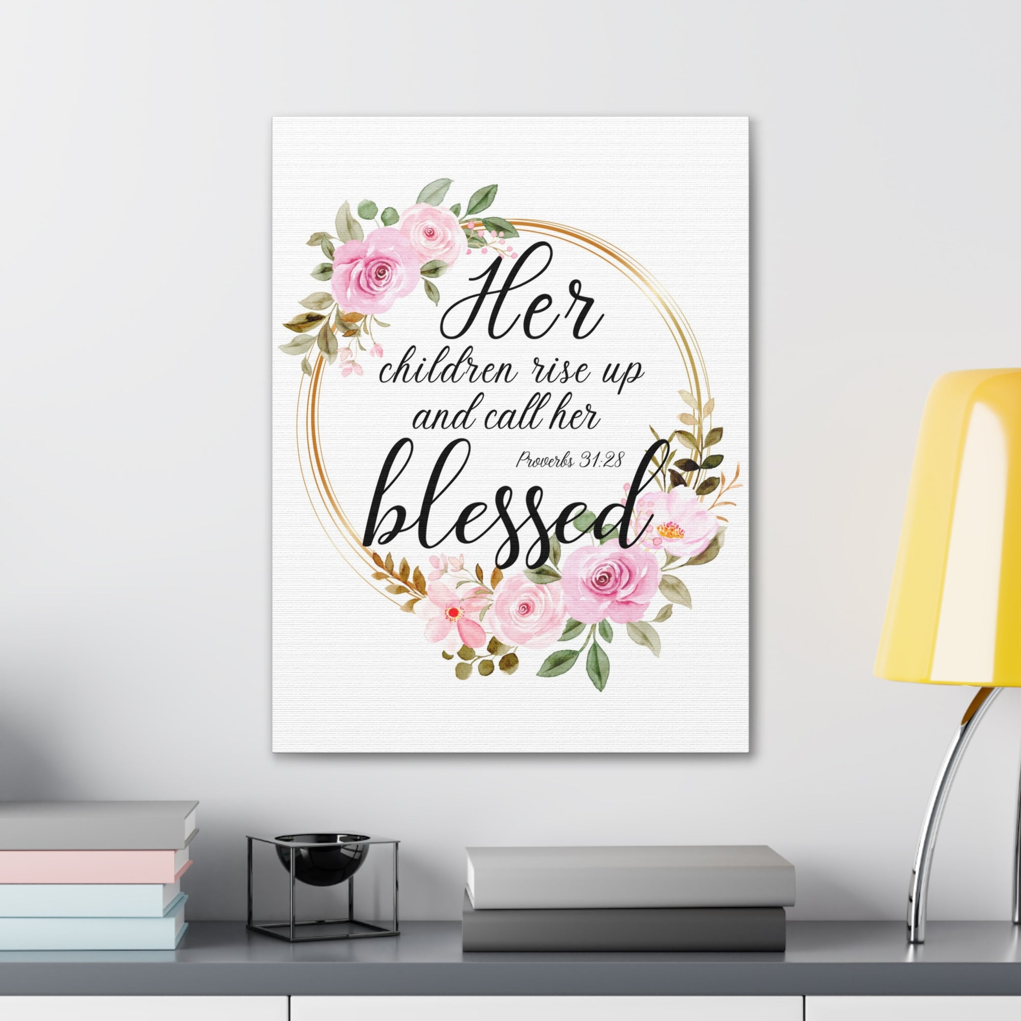 Scripture Walls Proverbs 31:28 She is Blessed Bible Verse Canvas Christian Wall Art Ready to Hang Unframed-Express Your Love Gifts