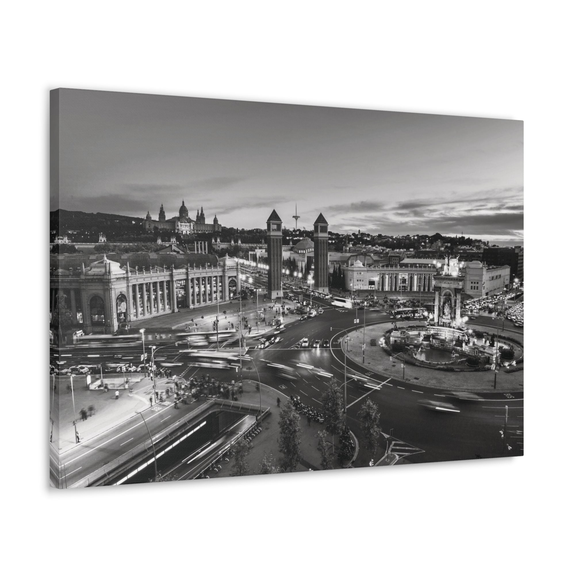 Barcelona Black And White Skyline Canvas Artwork High-Quality Breathtaking Stunning Cityscape for Home Decor Ready to Hang-Express Your Love Gifts