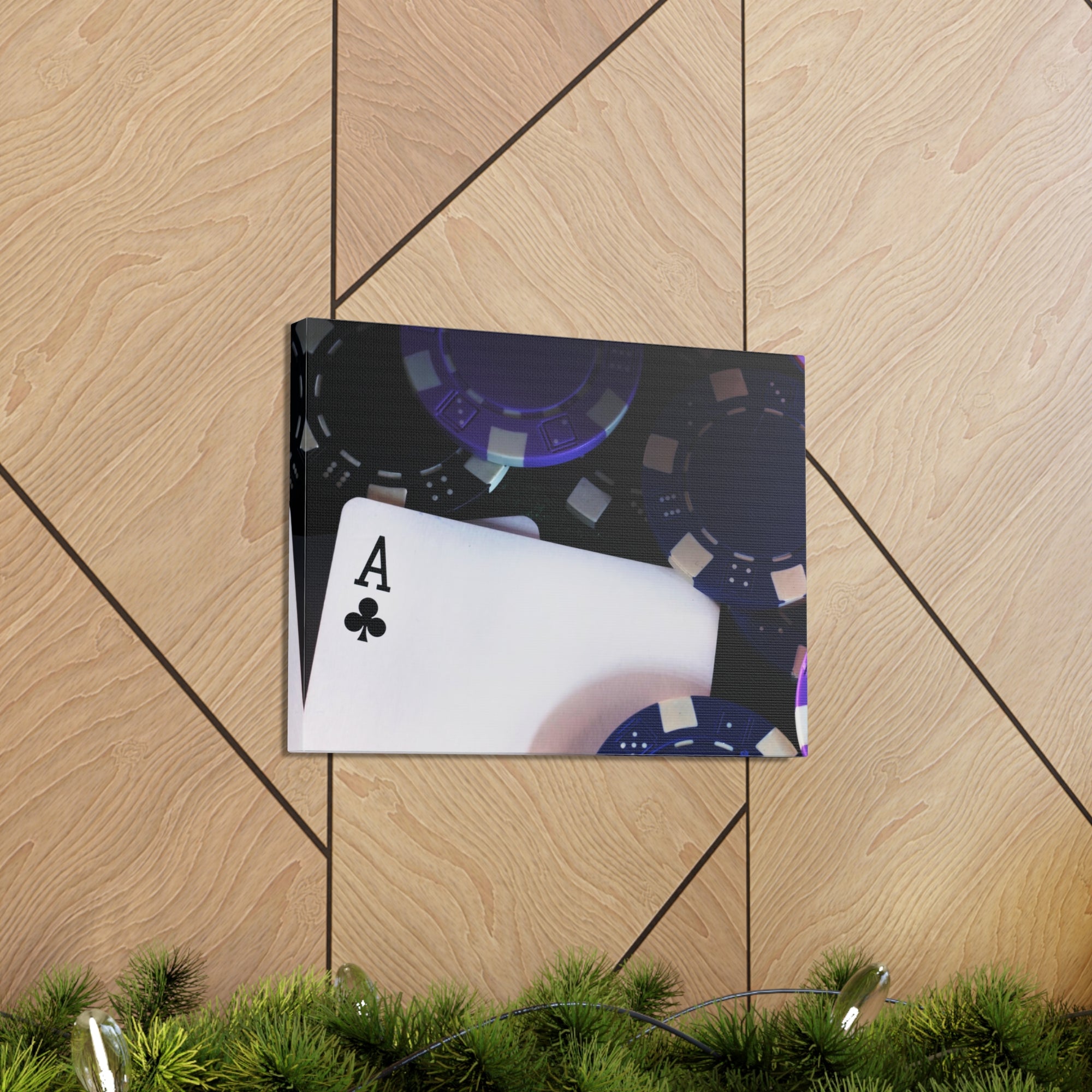 Ace of Clubs With Poker Chips Playing Card Canvas Wall Art for Home Decor Ready-to-Hang-Express Your Love Gifts