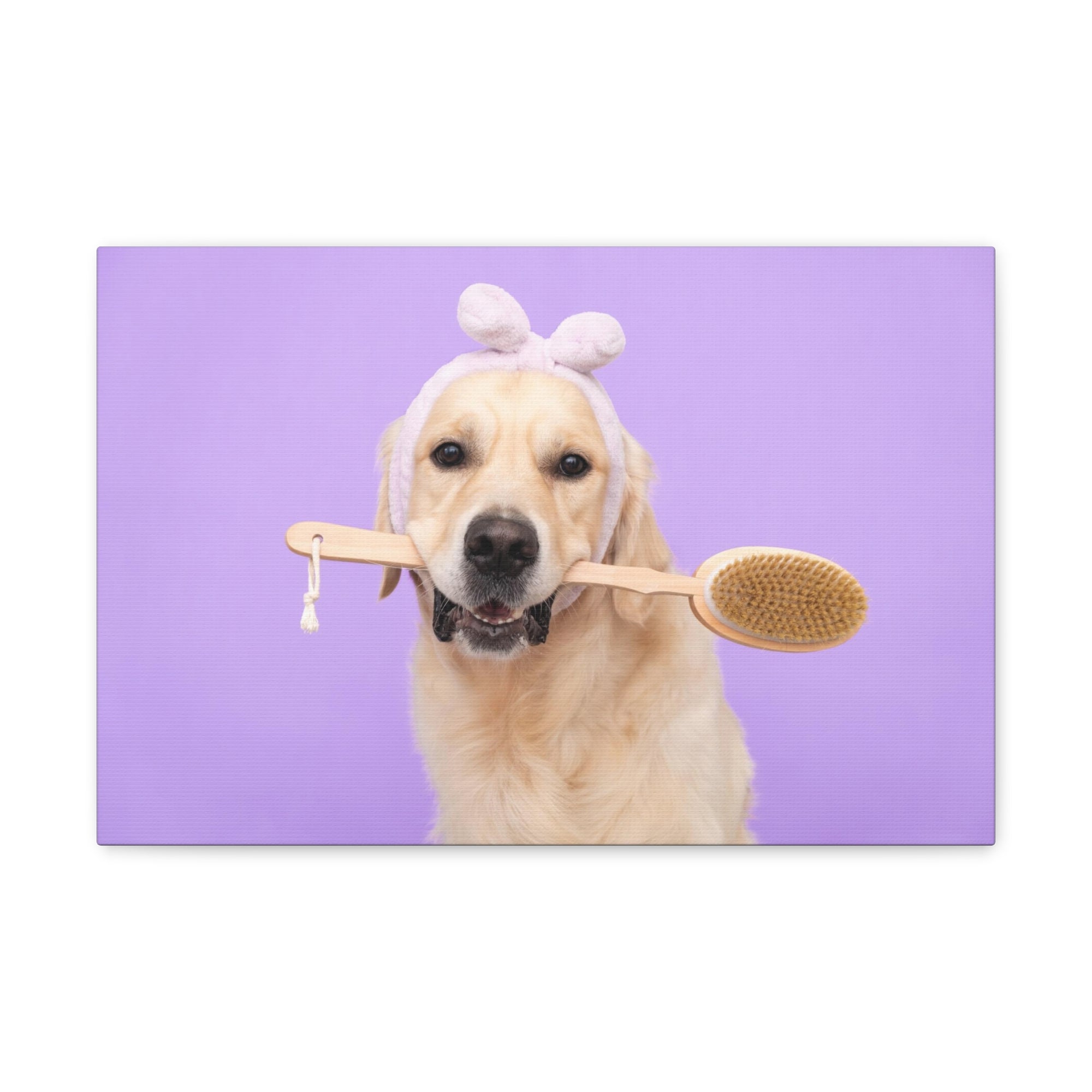 Funny Golden Retriever Bathee Canvas Wall Art for Home Decor Ready-to-Hang-Express Your Love Gifts