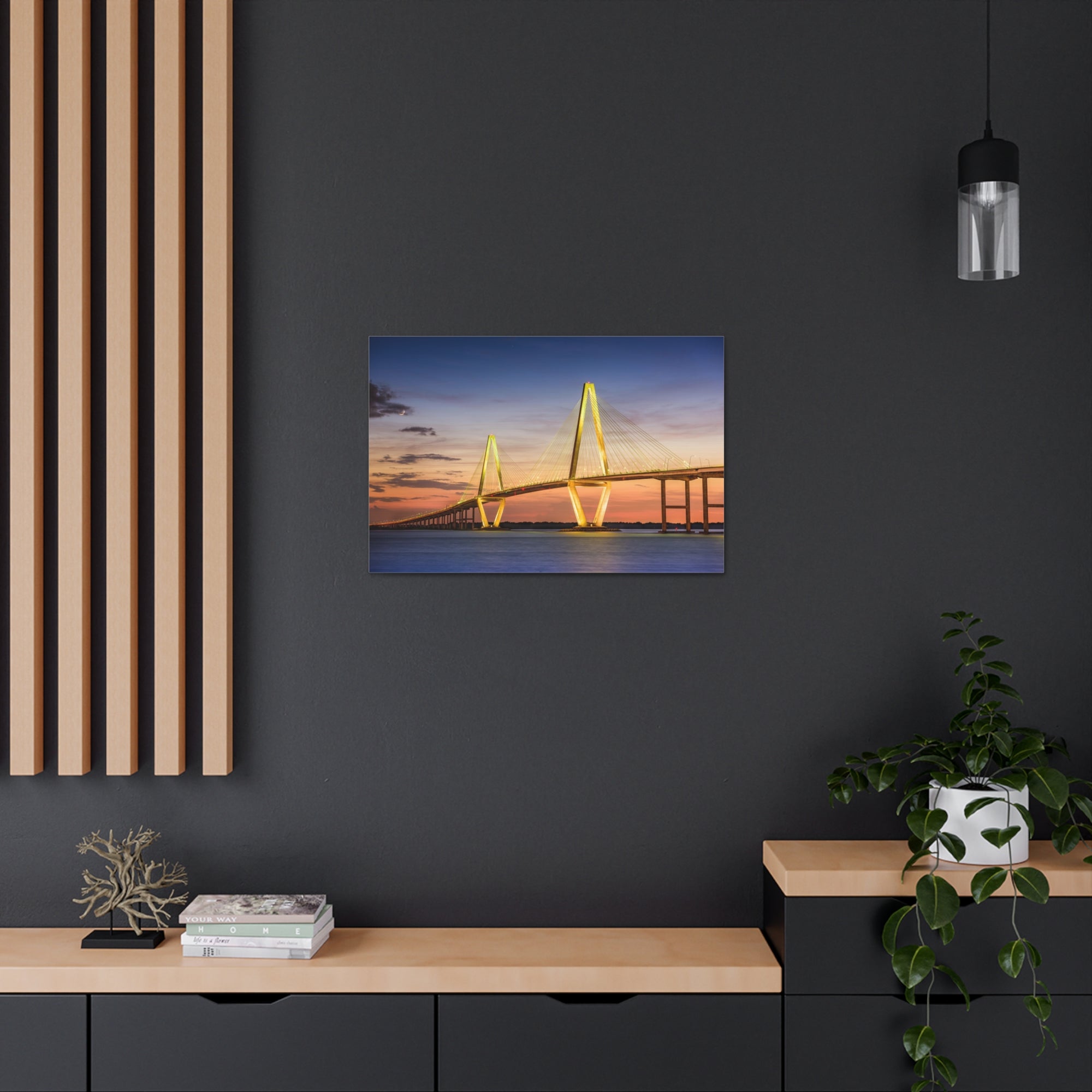 Arthur Ravenel River Bridge Charleston South Carolina Nature Wilderness Photography Canvas Wall Art for Home Decor Ready-to-Hang-Express Your Love Gifts