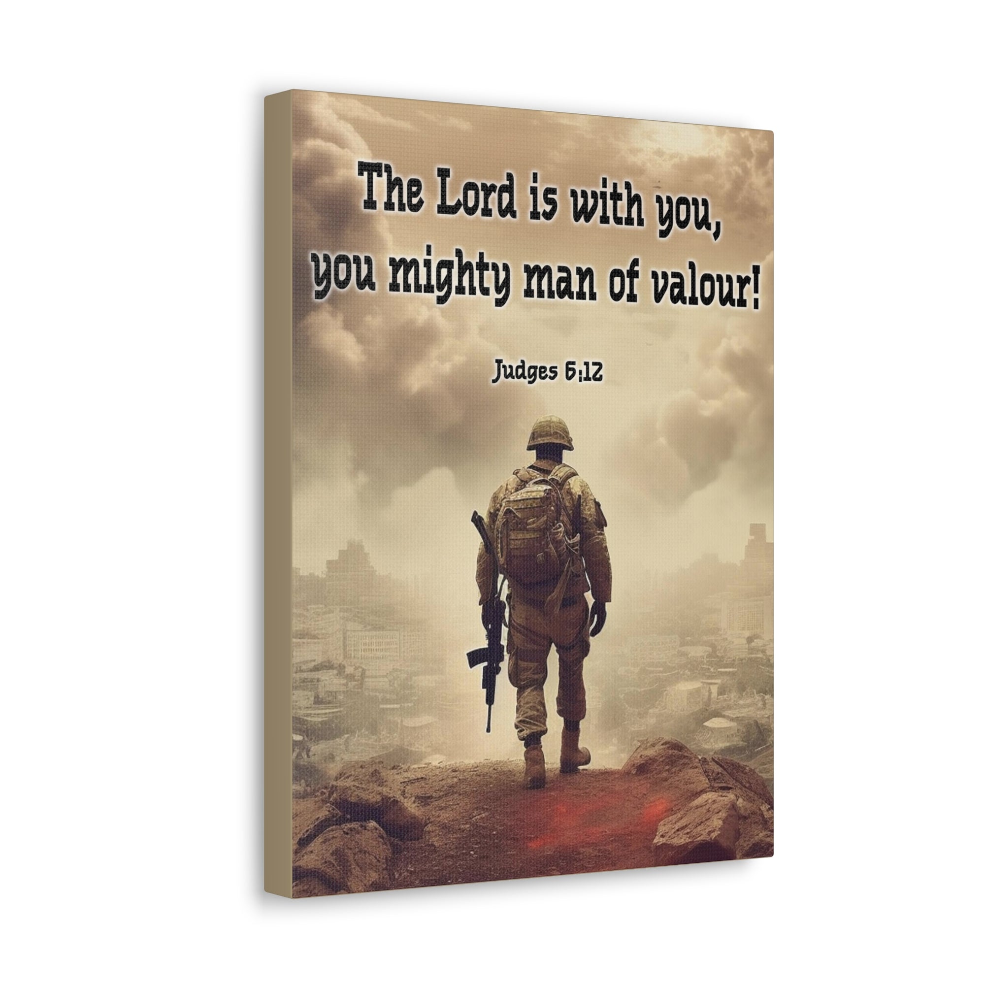 Scripture Walls Divine Valor: A Soldier's Journey Judges 6:12 Christian Wall Art Print Ready to Hang Unframed-Express Your Love Gifts