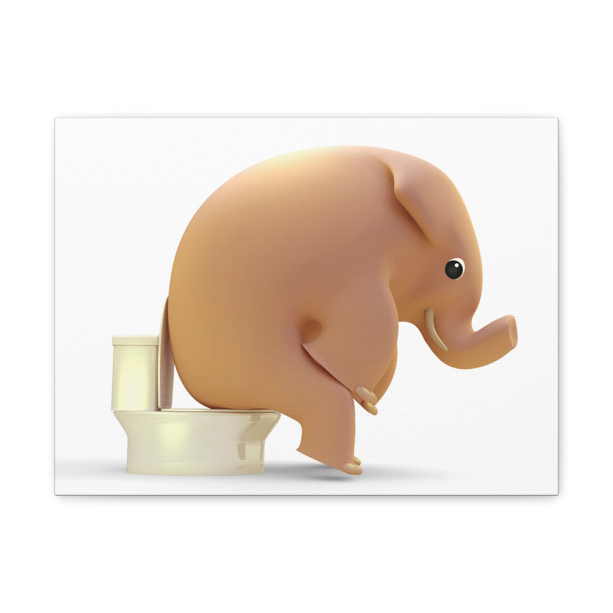 3D Elephant Seated On Toilet Funny Canvas Wall Art for Home Decor Ready-to-Hand-Express Your Love Gifts