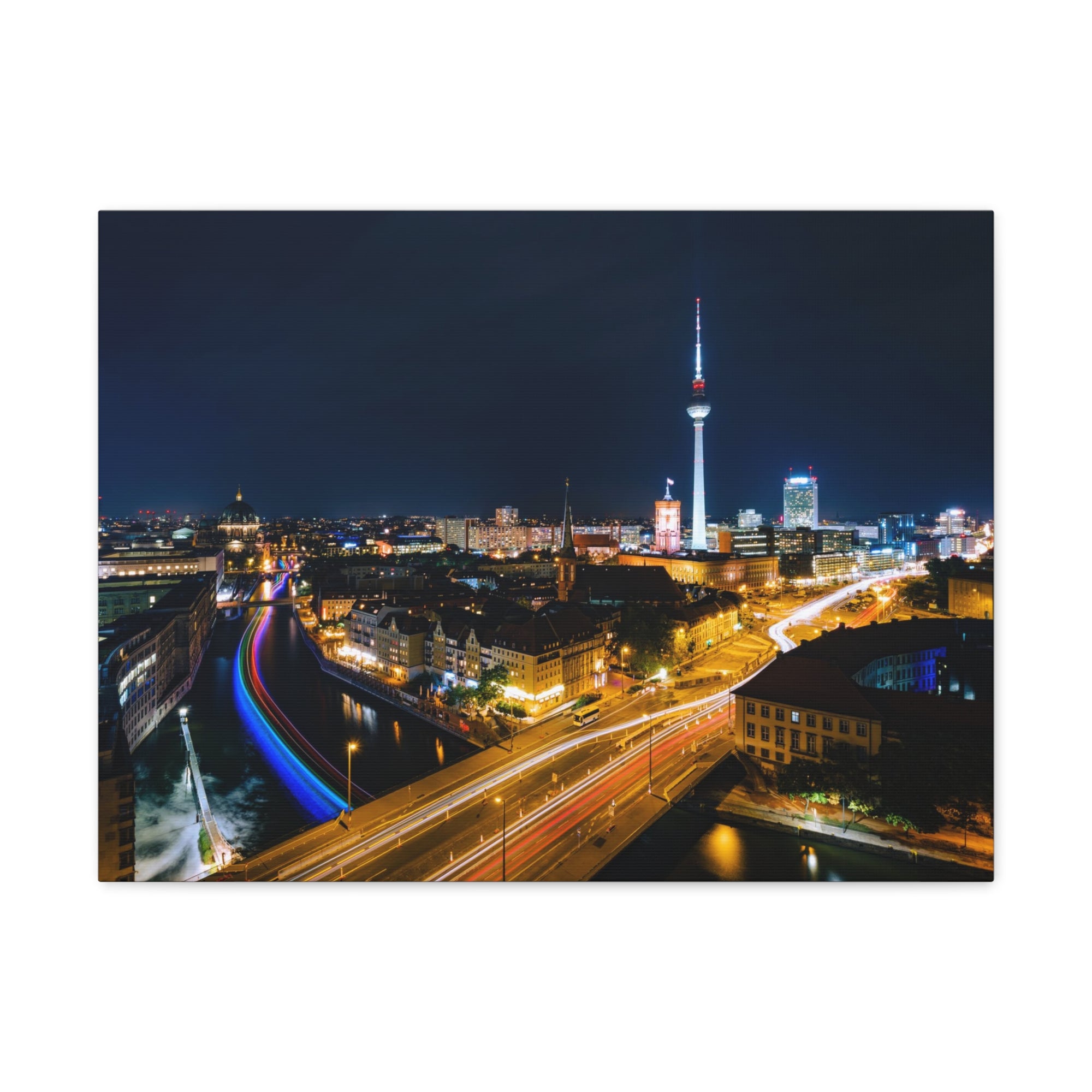 Berlin Night Skyline Canvas Artwork High-Quality Breathtaking Stunning Cityscape for Home Decor Ready to Hang-Express Your Love Gifts