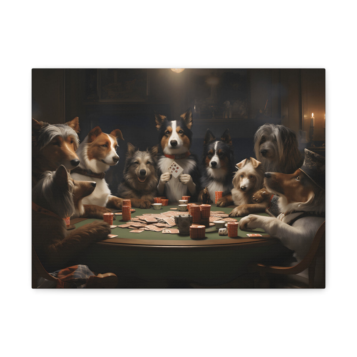 Different Dogs Playing Poker New York Animals Playing Card Canvas Wall Art for Home Decor Ready-to-Hang-Express Your Love Gifts