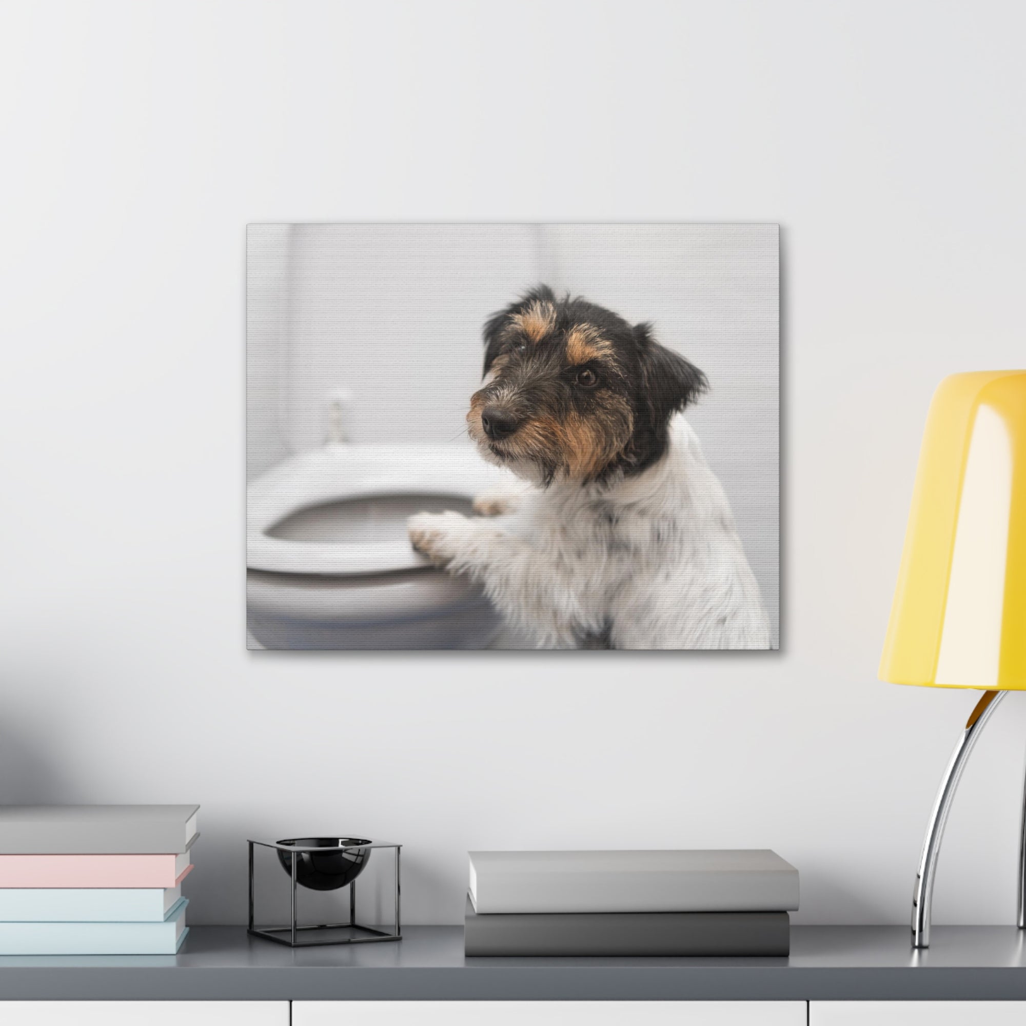 Jack Russell Terrier Standing On Toilet Funny Canvas Wall Art for Home Decor Ready-to-Hand-Express Your Love Gifts