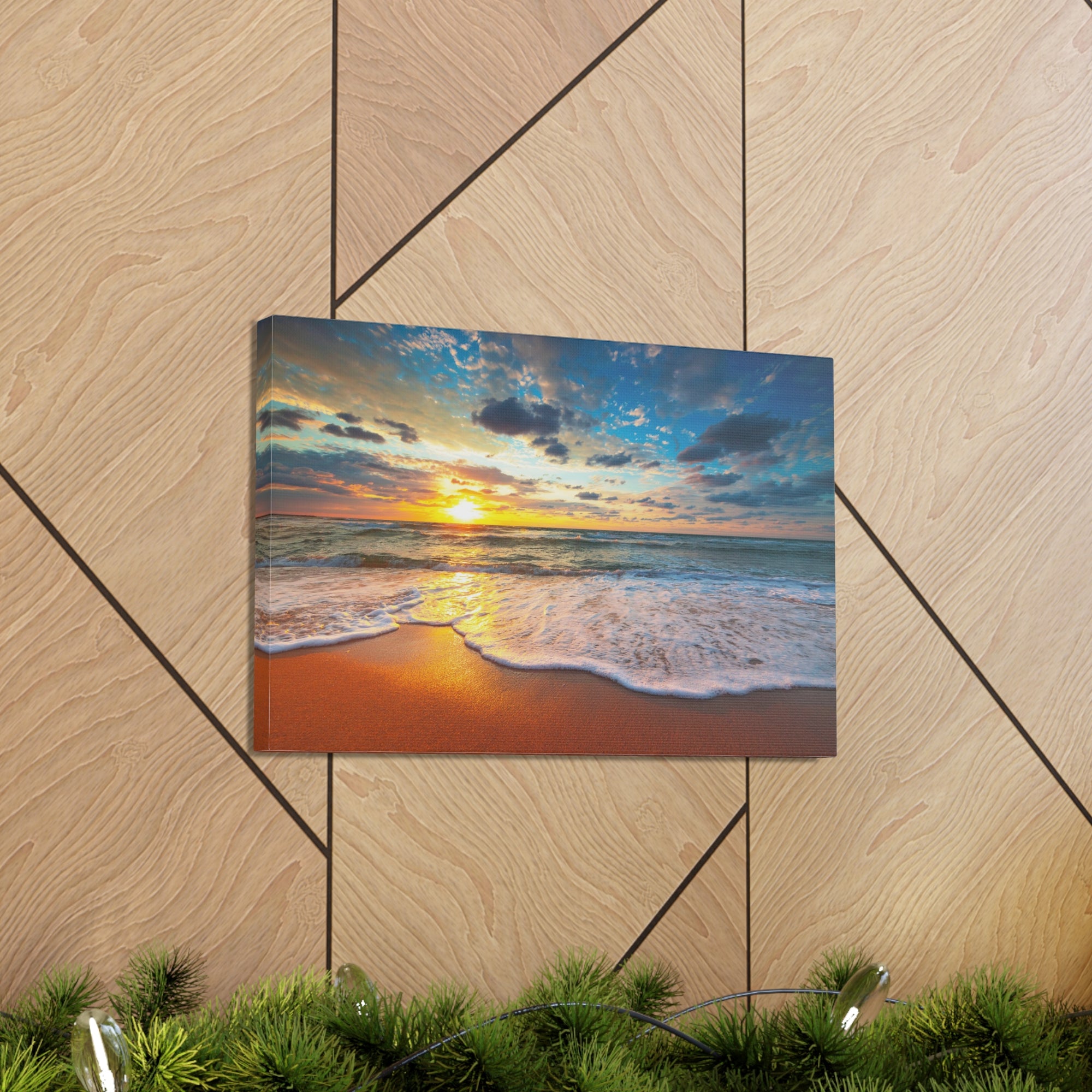 Beach Sunrise Tropical Sea Ocean Canvas Wall Art for Home Decor Ready-to-Hang-Express Your Love Gifts