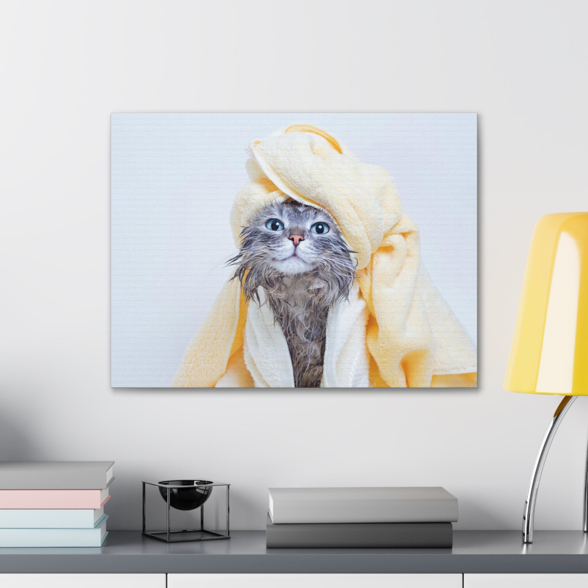 Funny Tabby Cat Bathee Canvas Wall Art for Home Decor Ready-to-Hang-Express Your Love Gifts