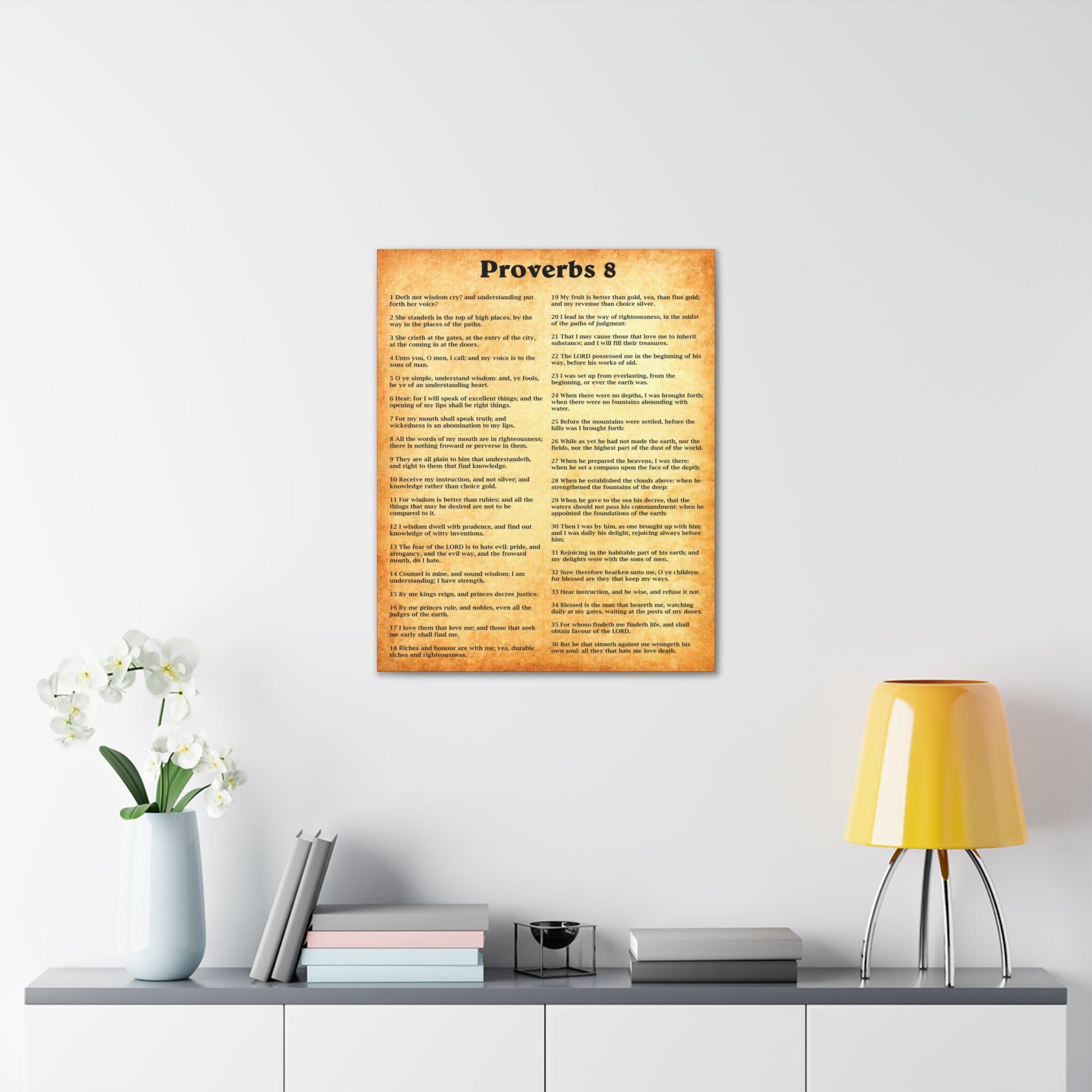 Scripture Walls Proverbs Chapter 8 Gold Bible Canvas Christian Wall Art Ready to Hang Unframed-Express Your Love Gifts