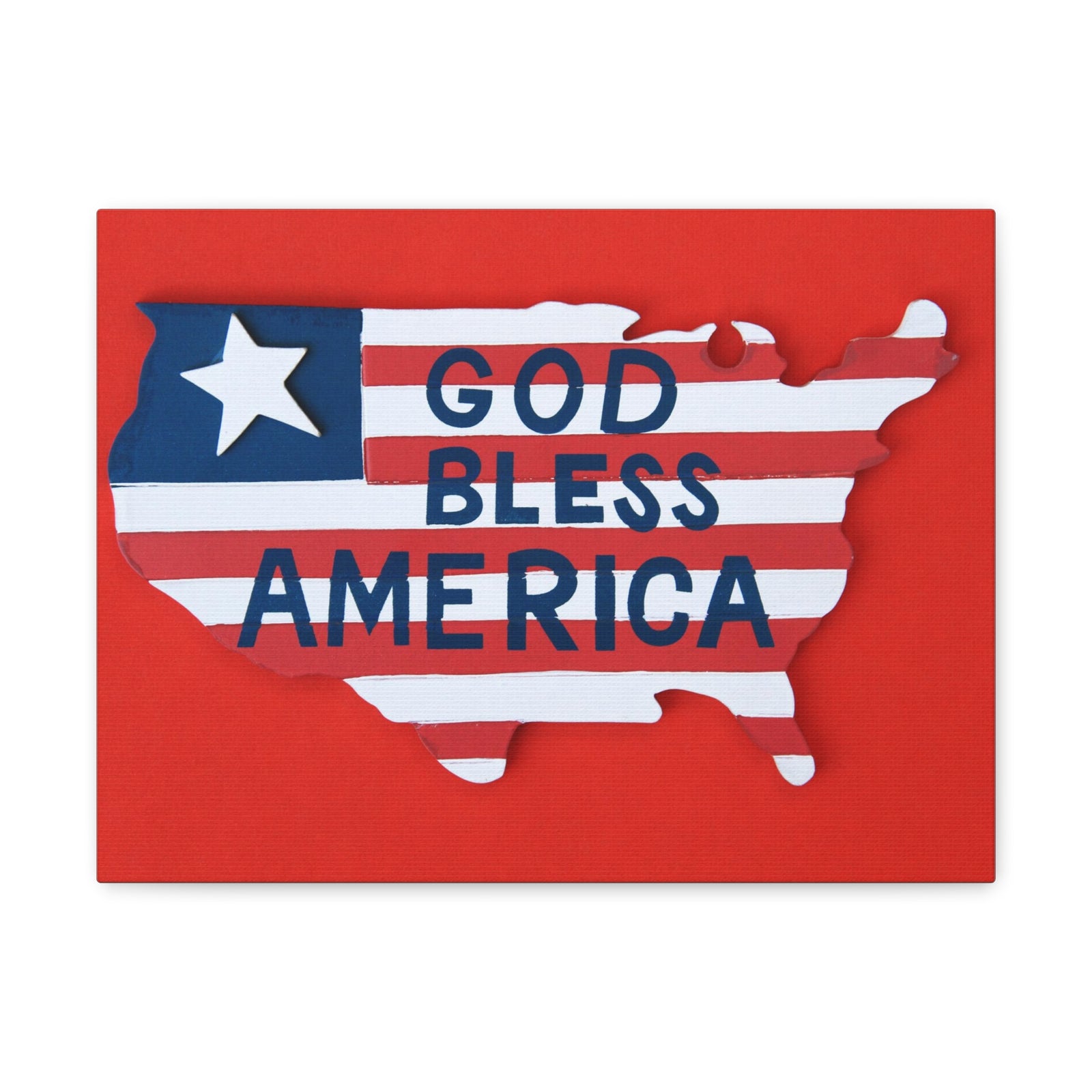 God Bless America Map of USA Canvas Wall Art for Home Decor Ready-to-Hang-Express Your Love Gifts