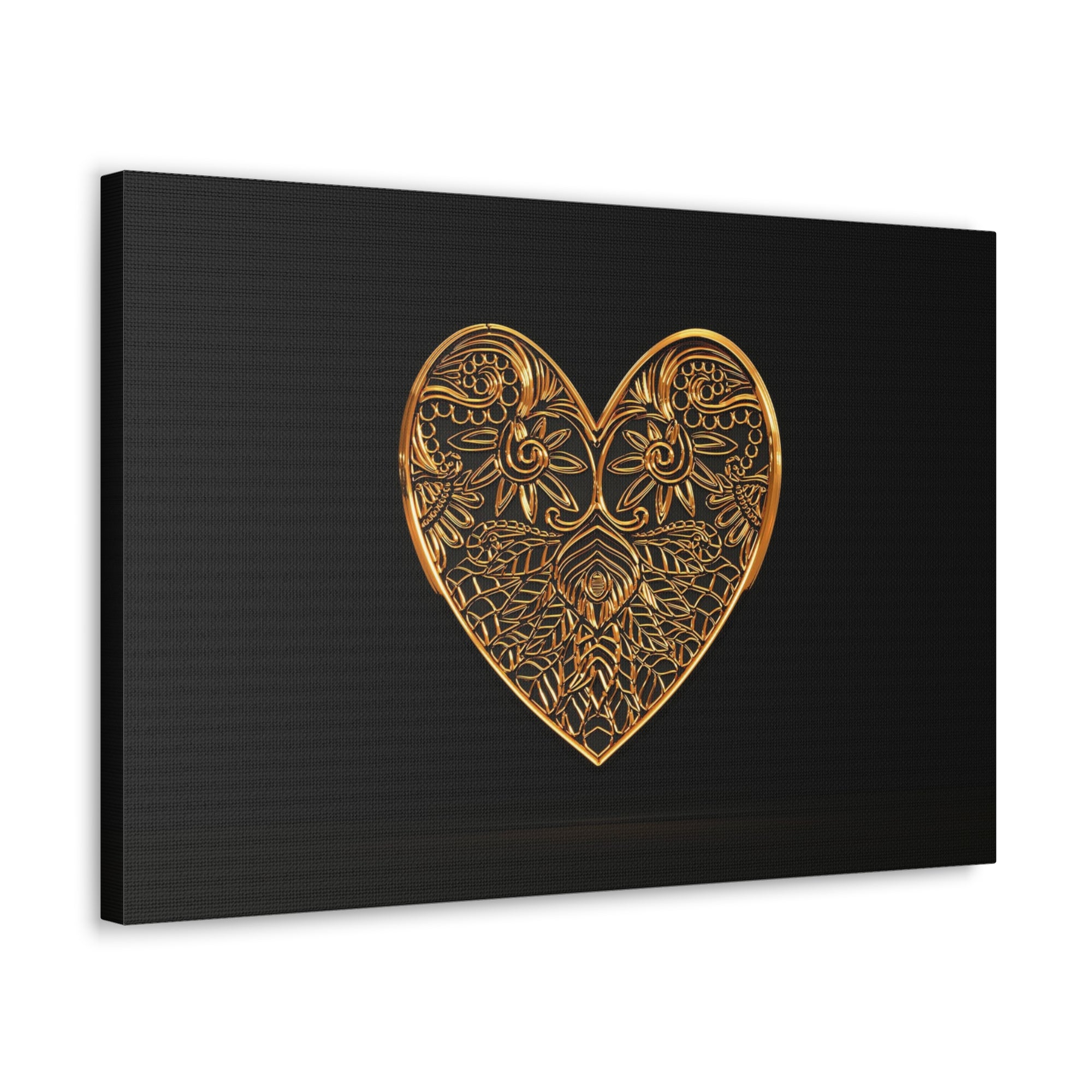 3D Gold Hearts Playing Card Canvas Wall Art for Home Decor Ready-to-Hang-Express Your Love Gifts