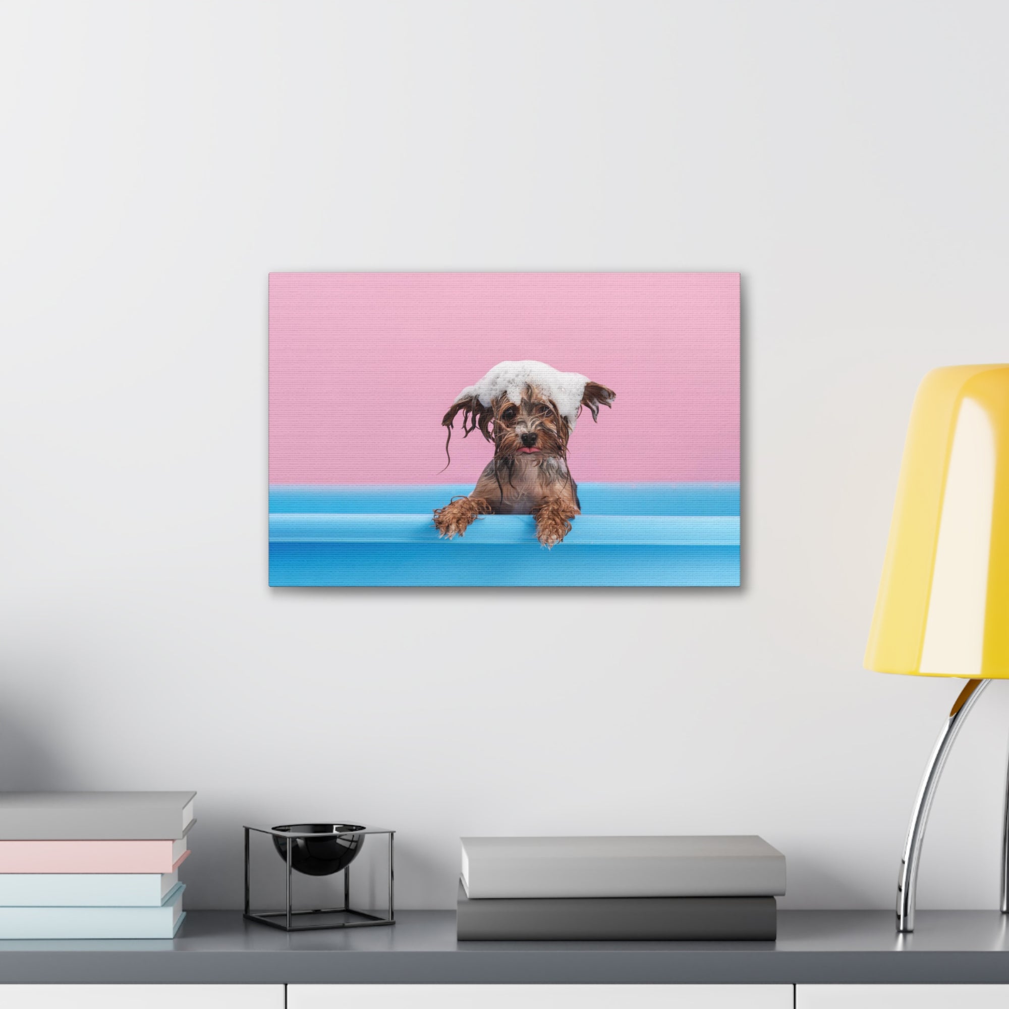 Funny Yorkshire Terrier Bathee Canvas Wall Art for Home Decor Ready-to-Hang-Express Your Love Gifts