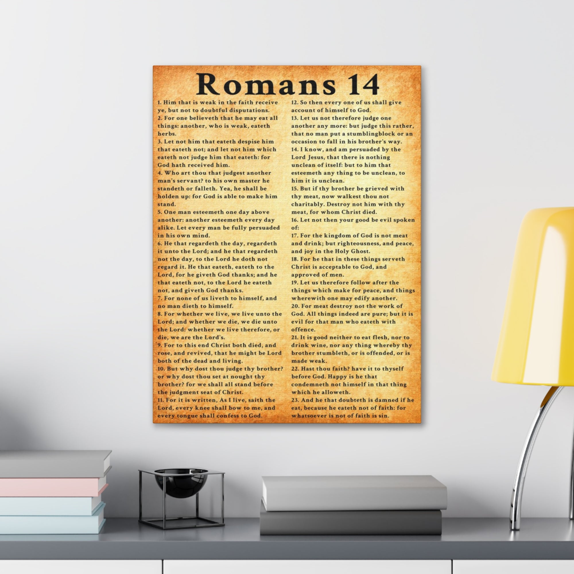 Scripture Walls Romans 14 Gold Bible Verse Canvas Christian Wall Art Ready to Hang Unframed-Express Your Love Gifts