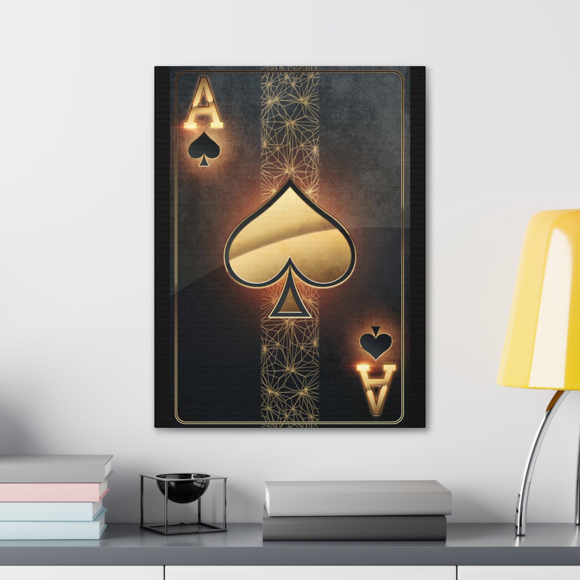 Black Gold Ace Of Hearts Playing Card Canvas Wall Art for Home Decor Ready-to-Hang-Express Your Love Gifts