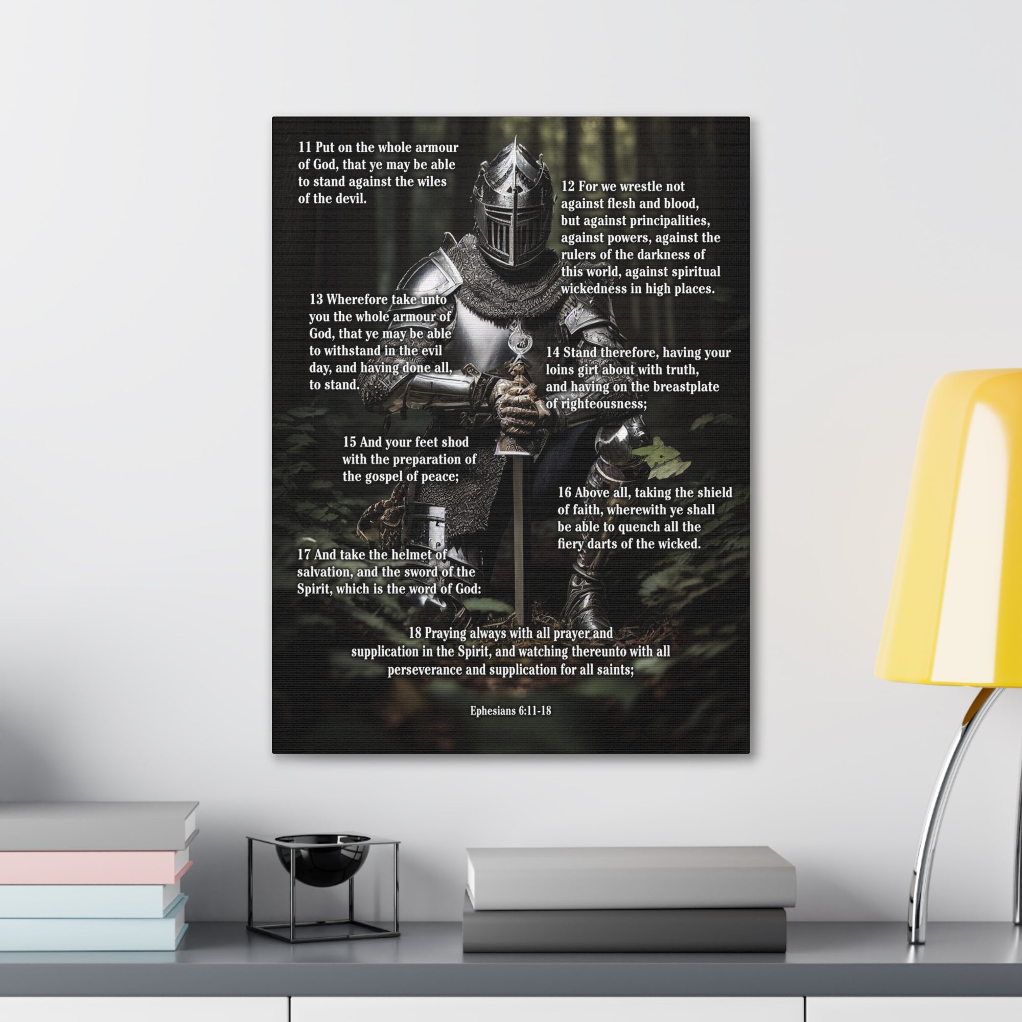 Scripture Walls Armor Of God Ephesians 6:11-18 Soldier Kneels Christian Wall Art Print Ready to Hang Unframed-Express Your Love Gifts