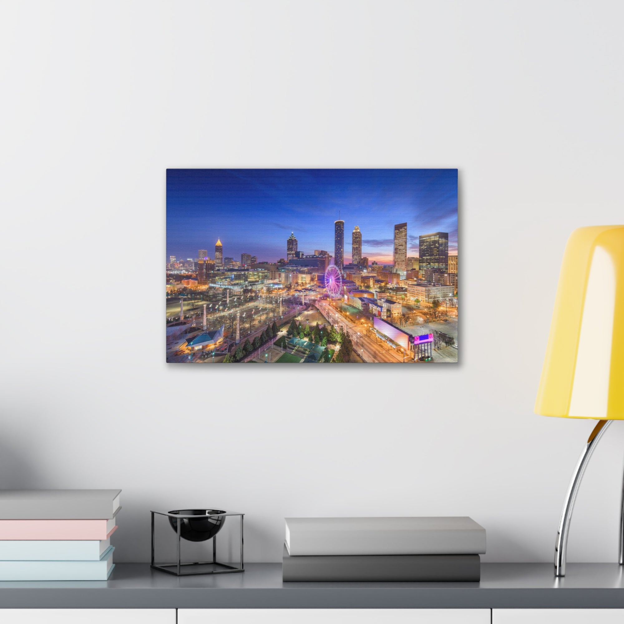 Atlanta Night Skyline Canvas Artwork High-Quality Breathtaking Stunning Cityscape for Home Decor Ready to Hang-Express Your Love Gifts