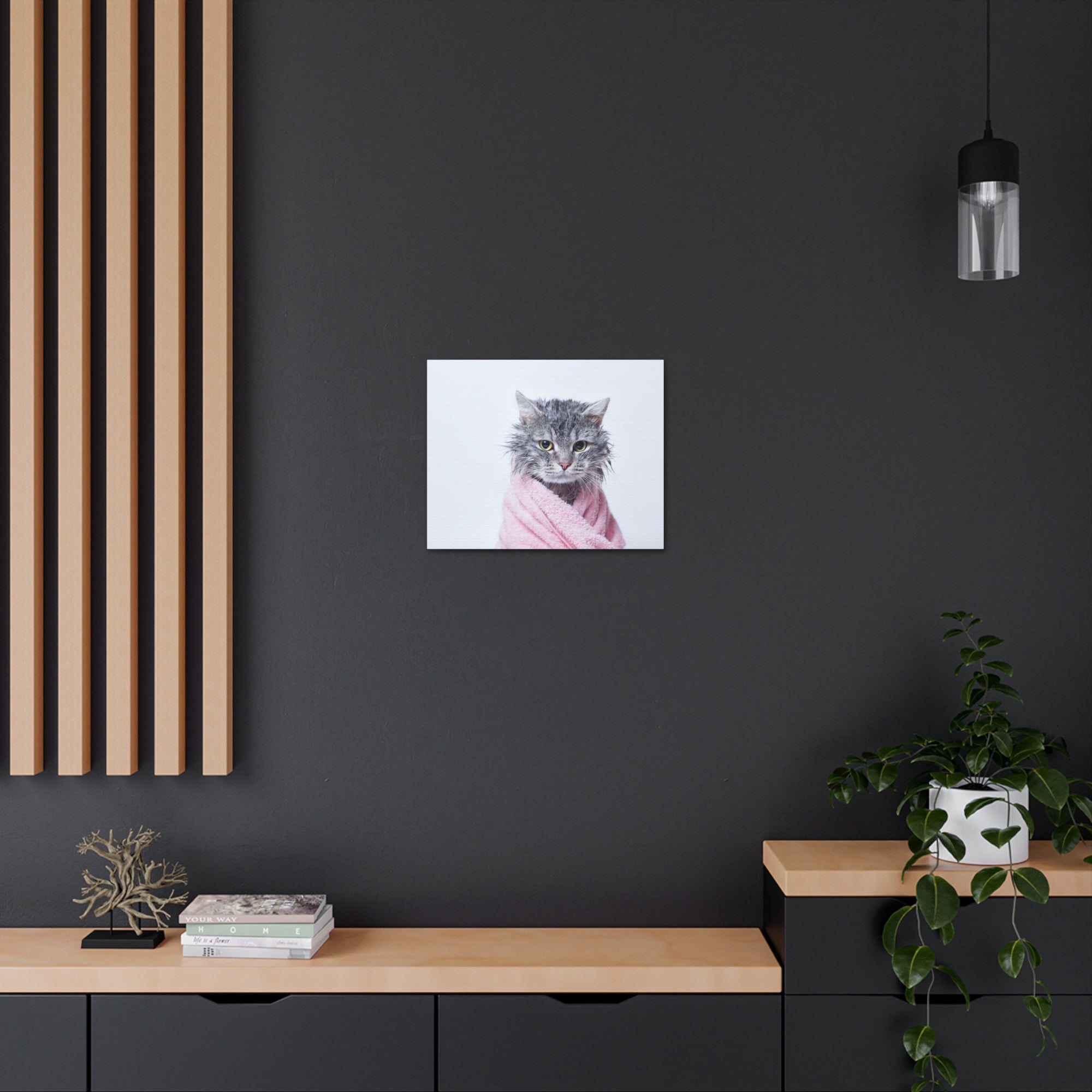 Funny Tabby Cat Bathee Canvas Wall Art for Home Decor Ready-to-Hang-Express Your Love Gifts