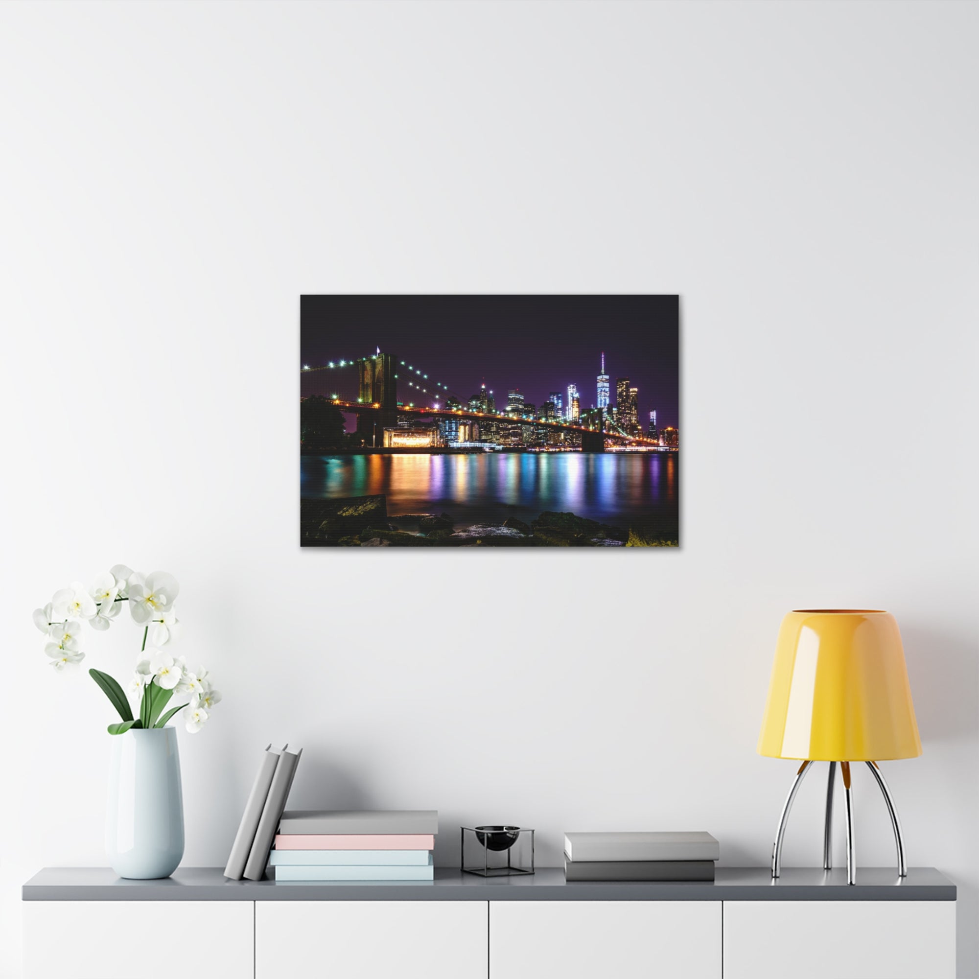 Brooklyn Night Skyline Canvas Artwork High-Quality Breathtaking Stunning Cityscape for Home Decor Ready to Hang-Express Your Love Gifts