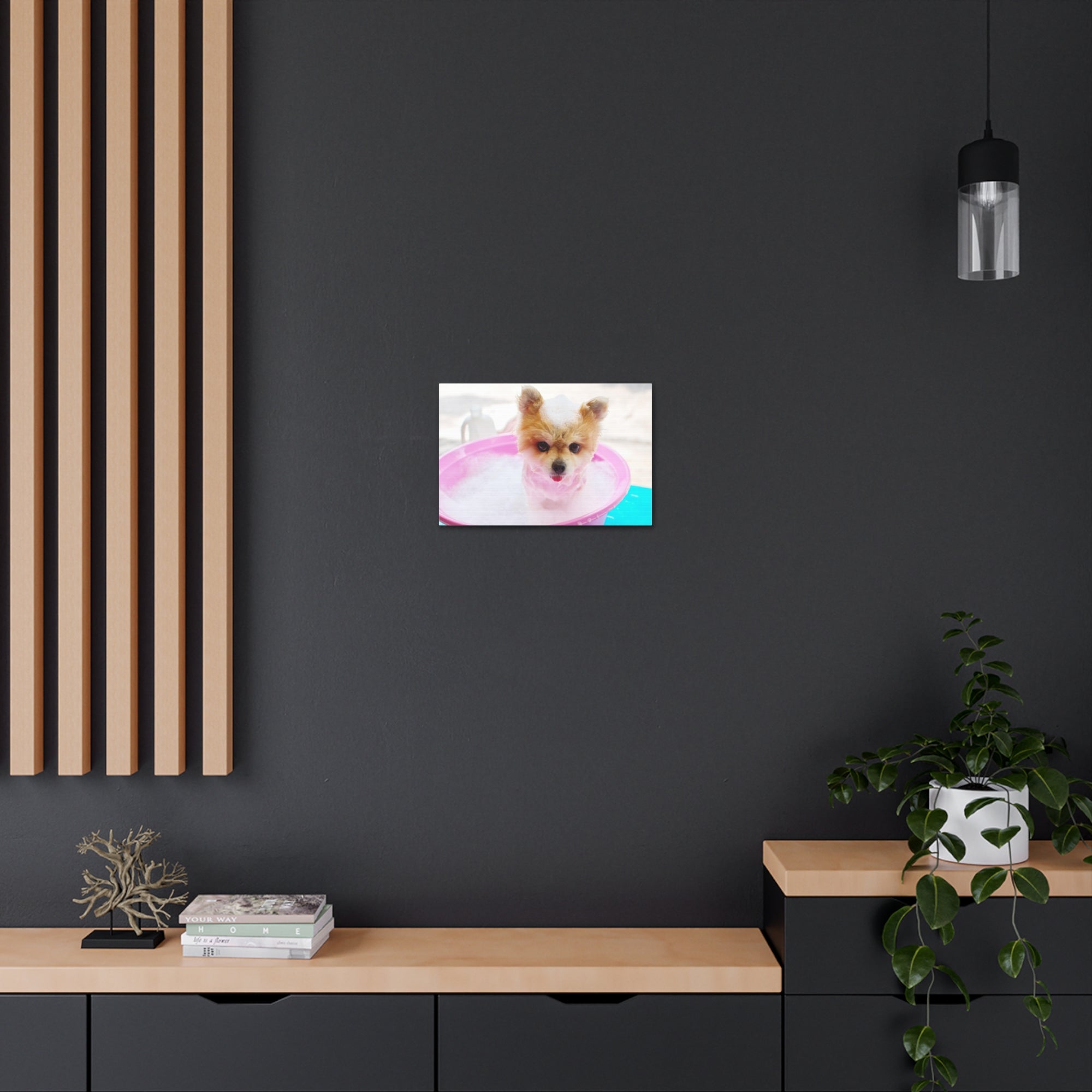 Funny Pomeranian Bath Canvas Wall Art for Home Decor Ready-to-Hang-Express Your Love Gifts