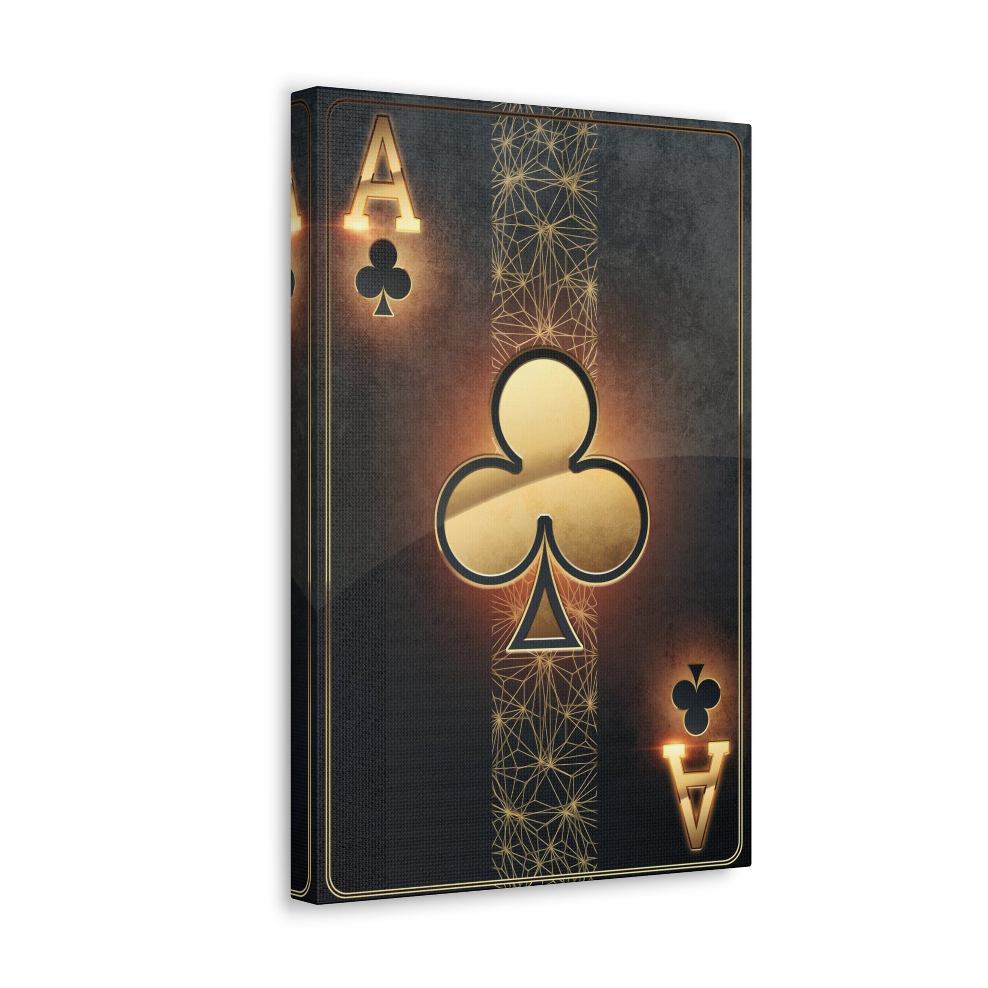 Black And Golden Ace Of Clubs Poker Playing Card Canvas Wall Art for Home Decor Ready-to-Hang-Express Your Love Gifts