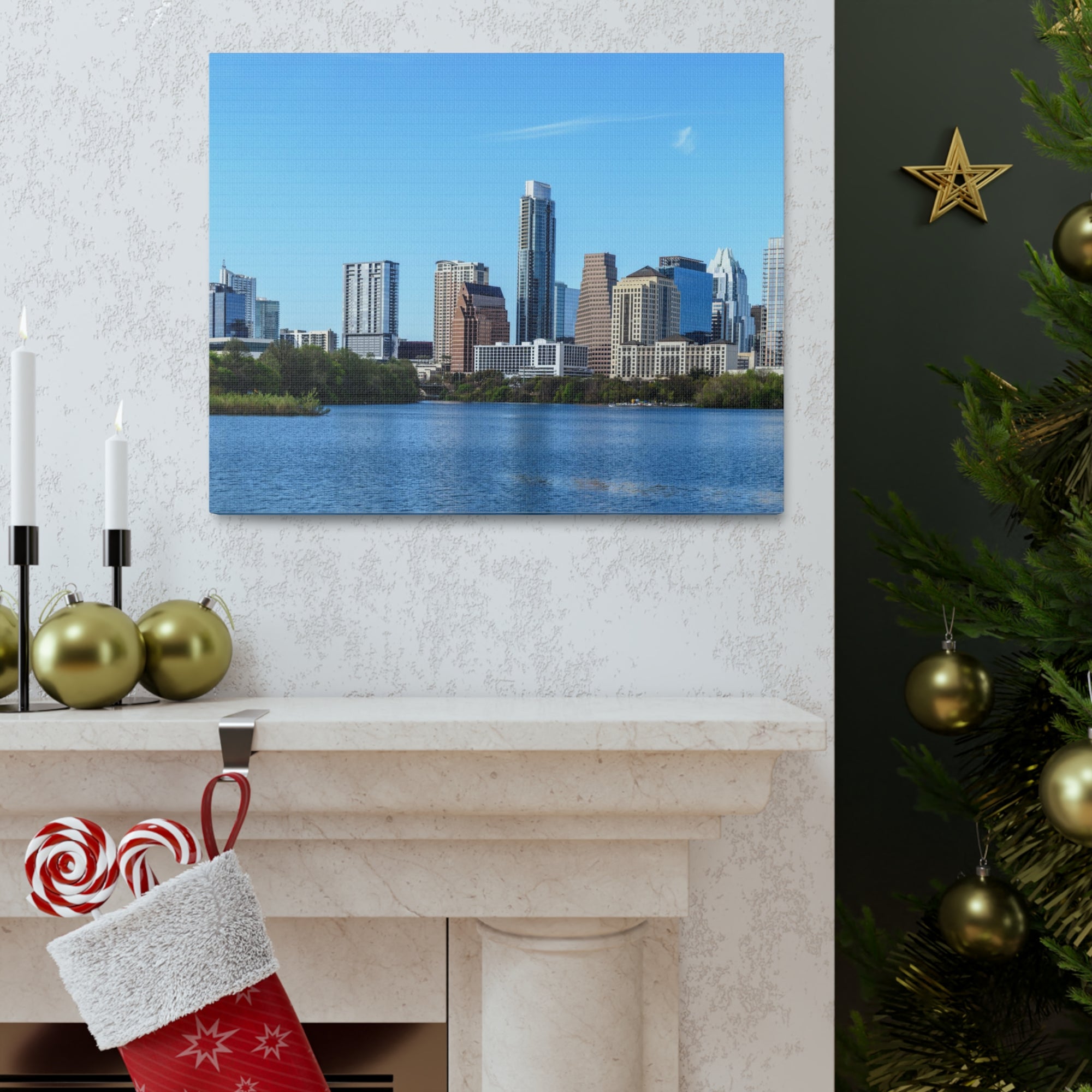 Austin Daytime Skyline Canvas Artwork High-Quality Breathtaking Stunning Cityscape for Home Decor Ready to Hang-Express Your Love Gifts