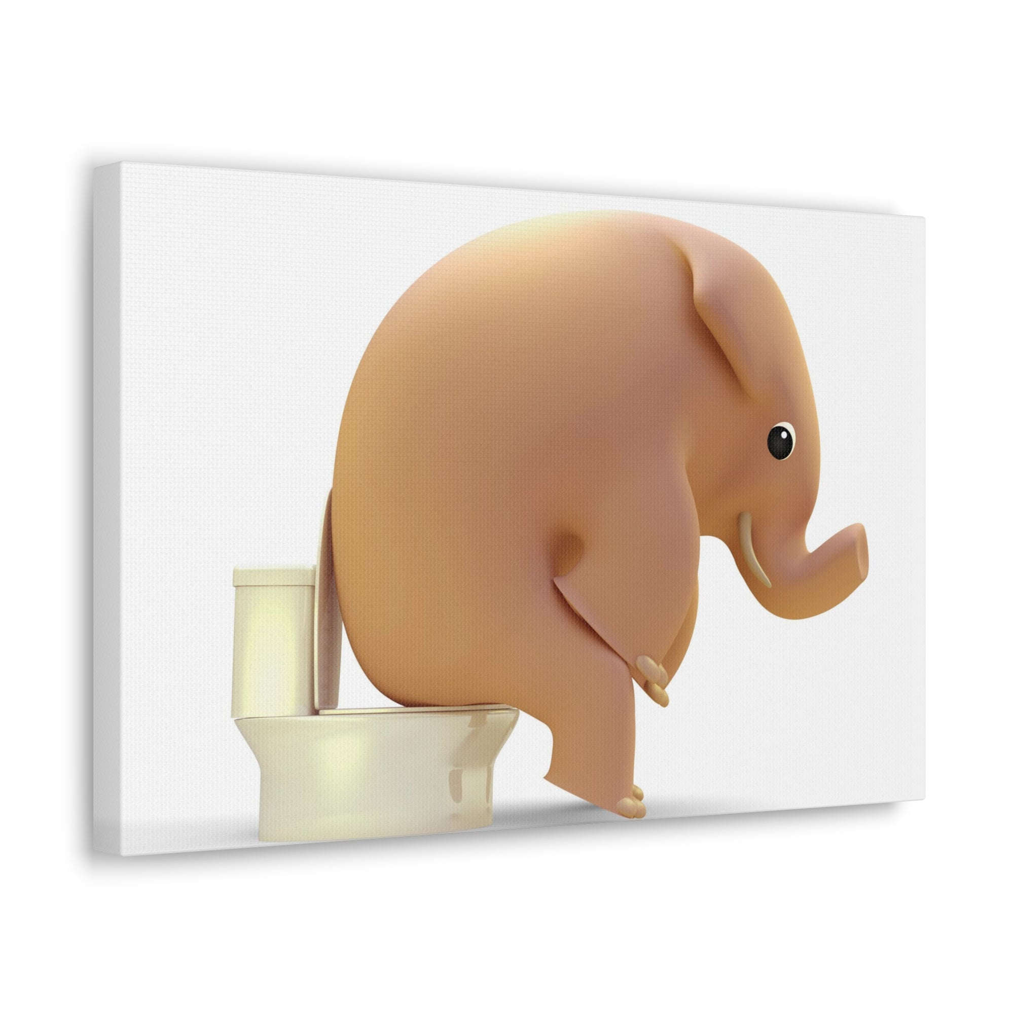 3D Elephant Seated On Toilet Funny Canvas Wall Art for Home Decor Ready-to-Hand-Express Your Love Gifts