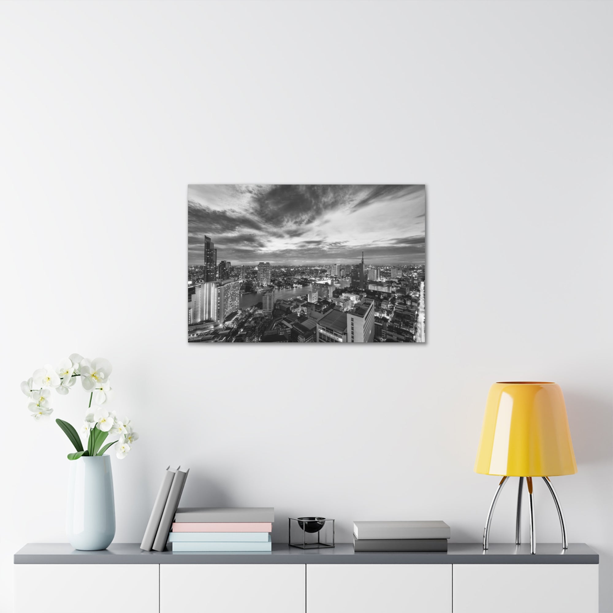 Bangkok Black And White Skyline Canvas Artwork High-Quality Breathtaking Stunning Cityscape for Home Decor Ready to Hang-Express Your Love Gifts