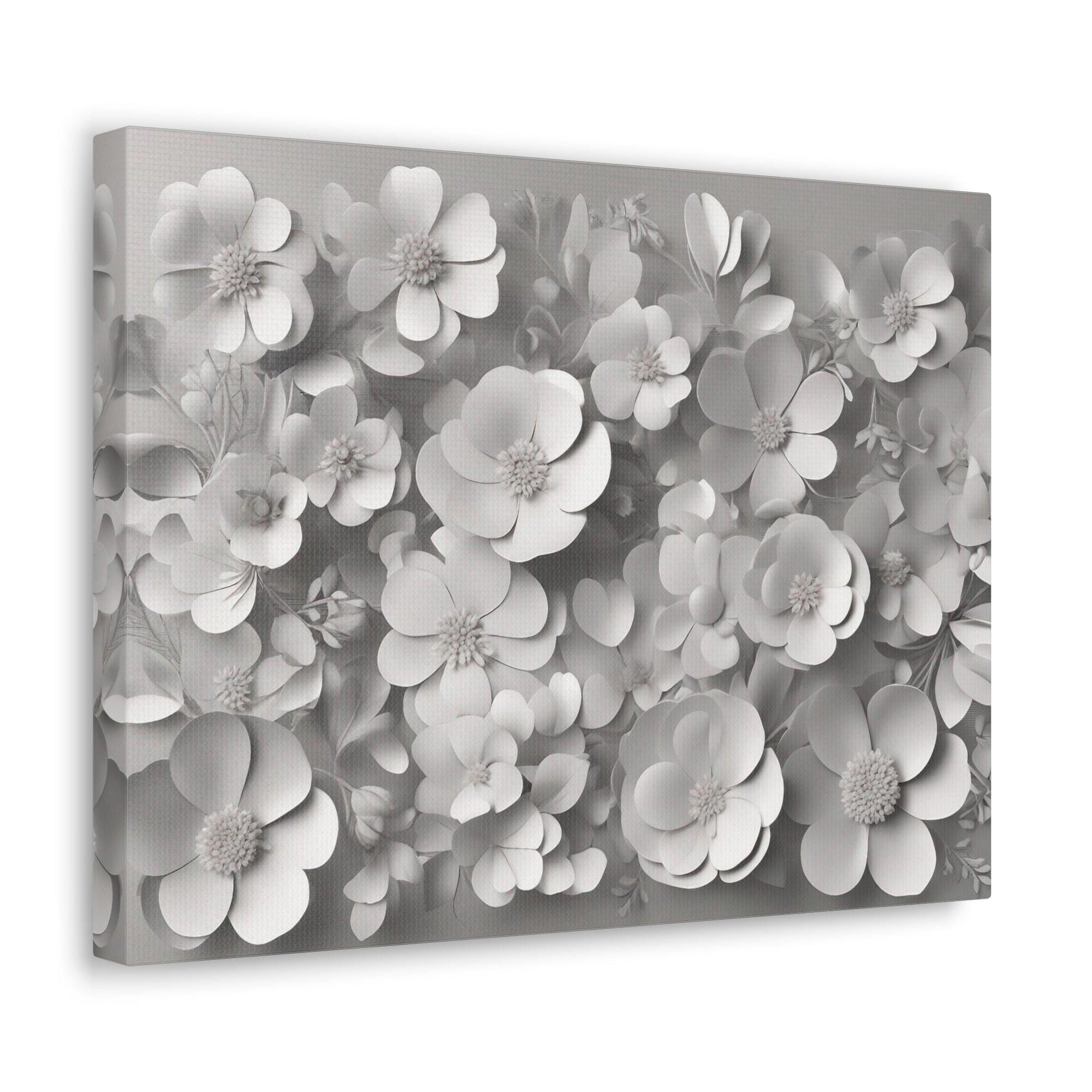 3D Aesthetic White Flower Background Canvas Wall Art for Home Decor Ready-to-Hang-Express Your Love Gifts