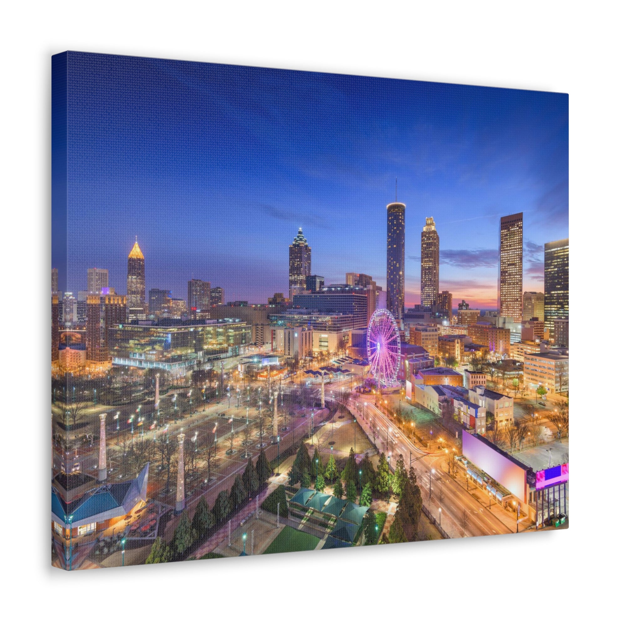 Atlanta Night Skyline Canvas Artwork High-Quality Breathtaking Stunning Cityscape for Home Decor Ready to Hang-Express Your Love Gifts