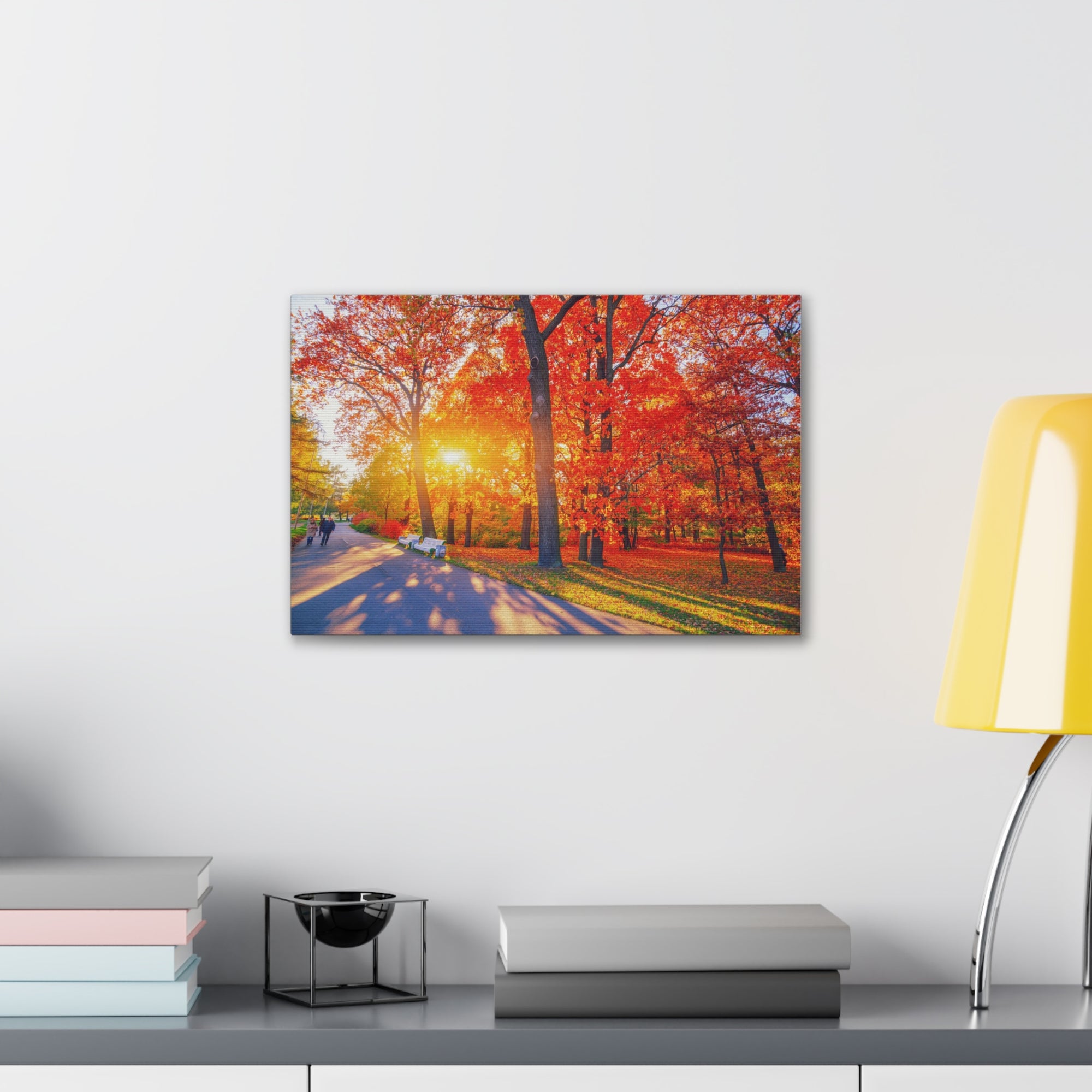 Autumn Path Orange Tree Trail Nature Wilderness Photography Canvas Wall Art for Home Decor Ready-to-Hang-Express Your Love Gifts