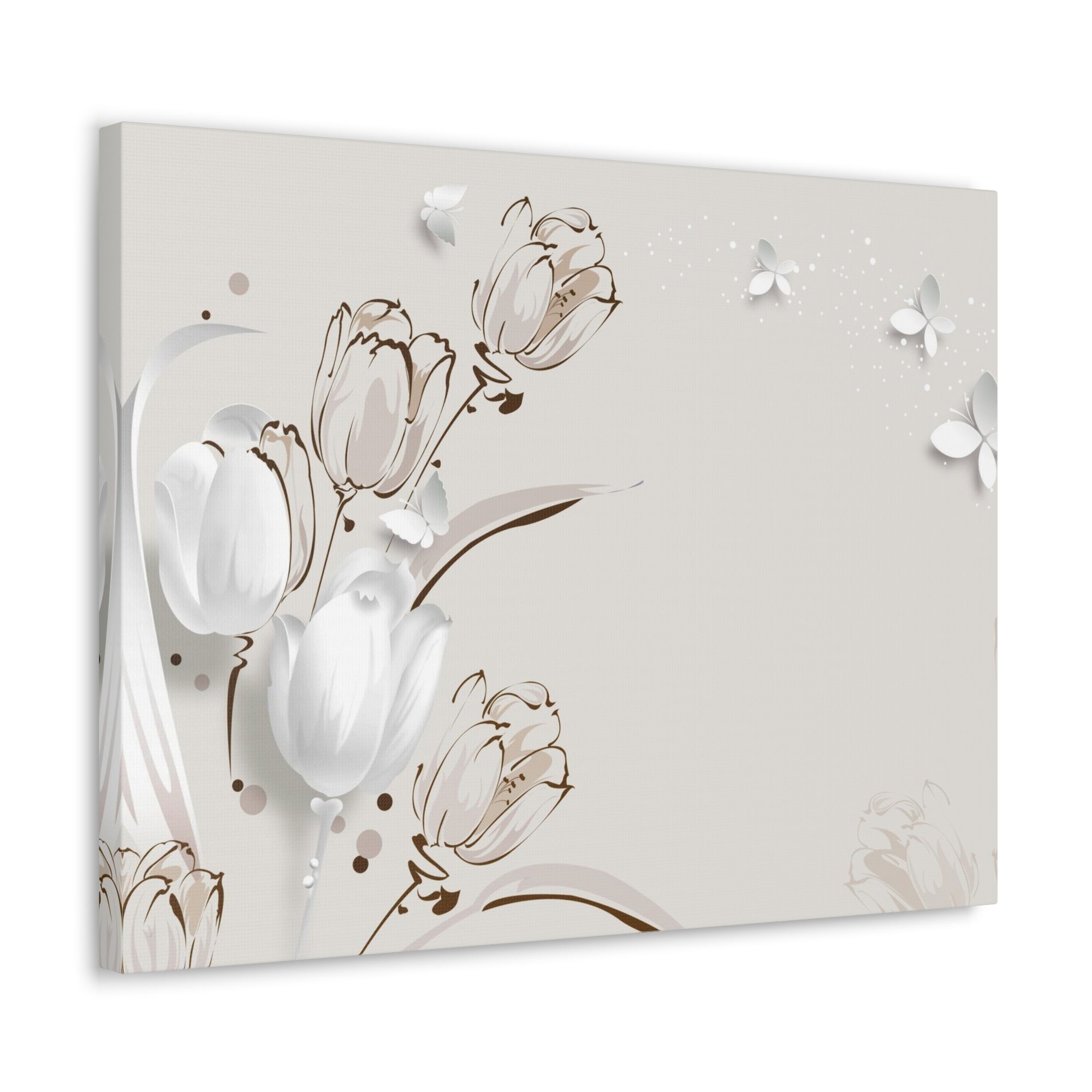 3D Butterflies And Beautiful Tulips Flower Canvas Wall Art for Home Decor Ready-to-Hang-Express Your Love Gifts