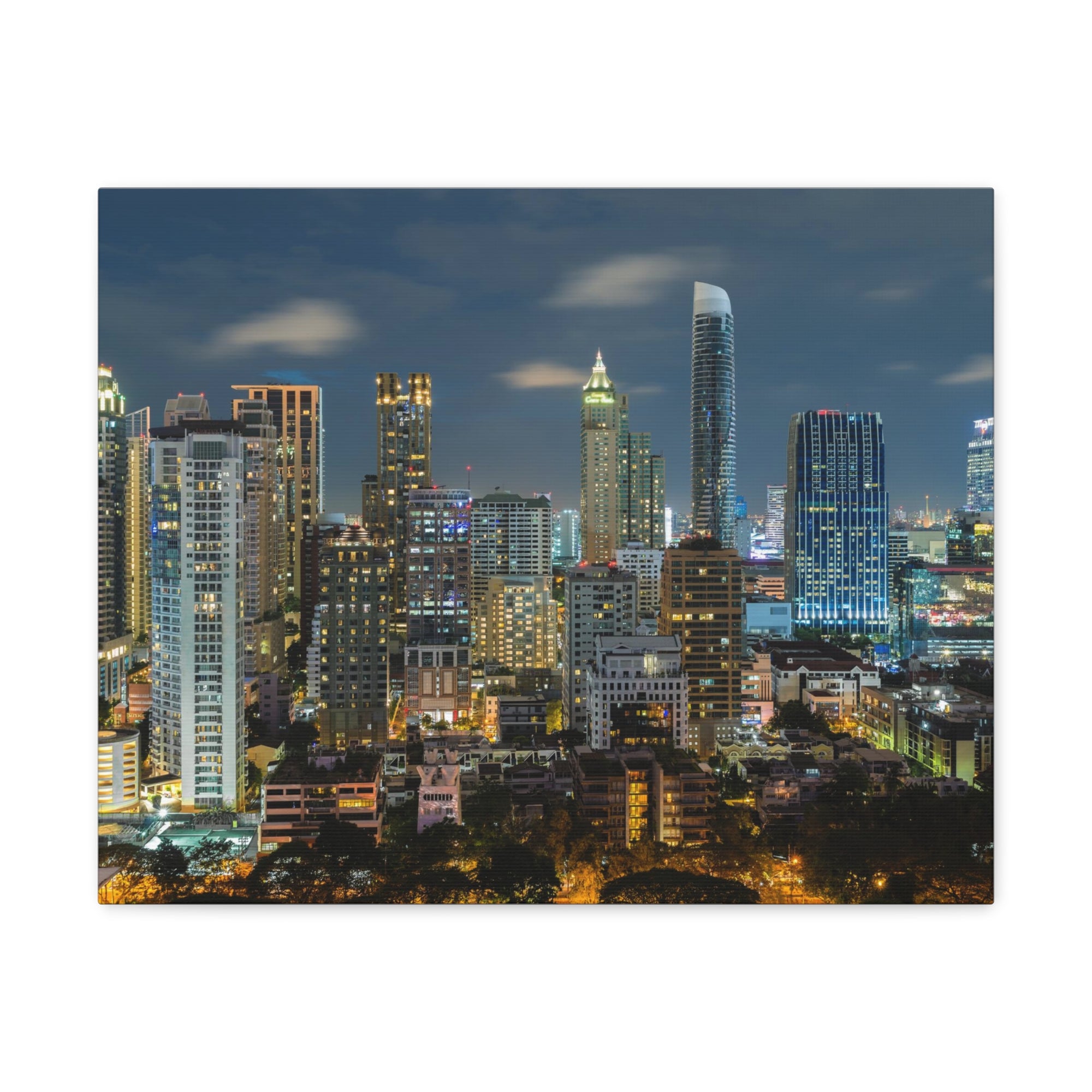 Bangkok Night Skyline Canvas Artwork High-Quality Breathtaking Stunning Cityscape for Home Decor Ready to Hang-Express Your Love Gifts