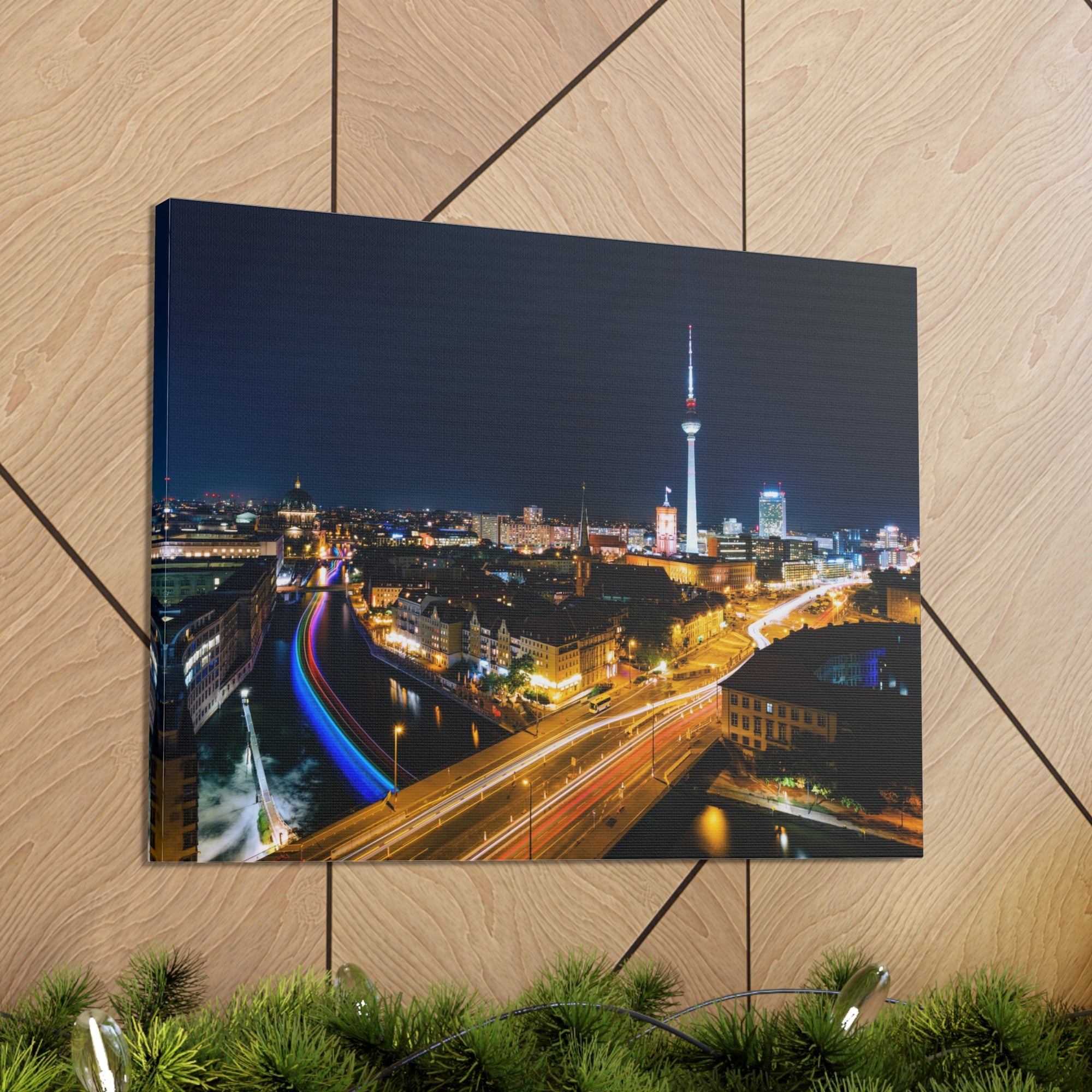 Berlin Night Skyline Canvas Artwork High-Quality Breathtaking Stunning Cityscape for Home Decor Ready to Hang-Express Your Love Gifts