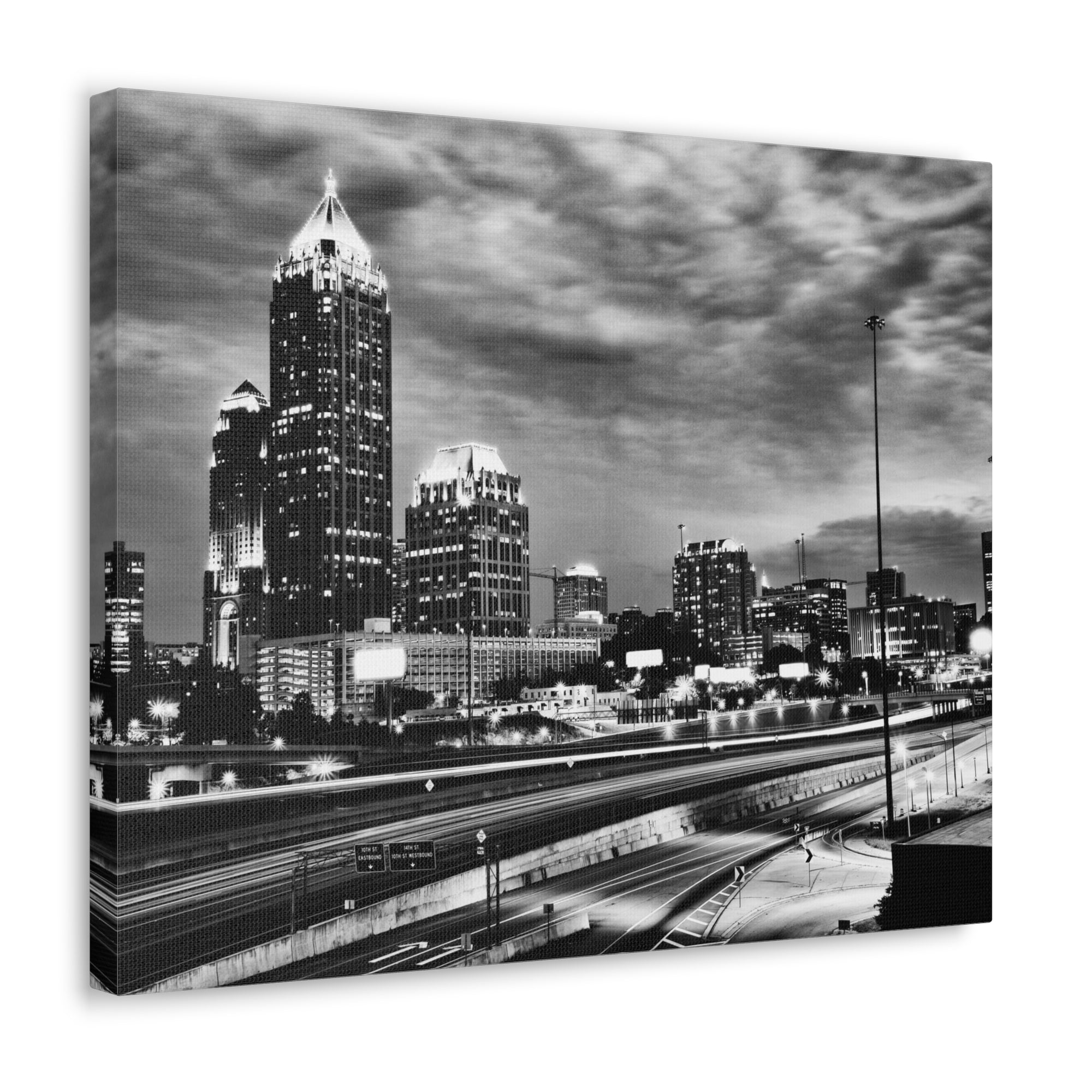 Atlanta Black And White Skyline Canvas Artwork High-Quality Breathtaking Stunning Cityscape for Home Decor Ready to Hang-Express Your Love Gifts