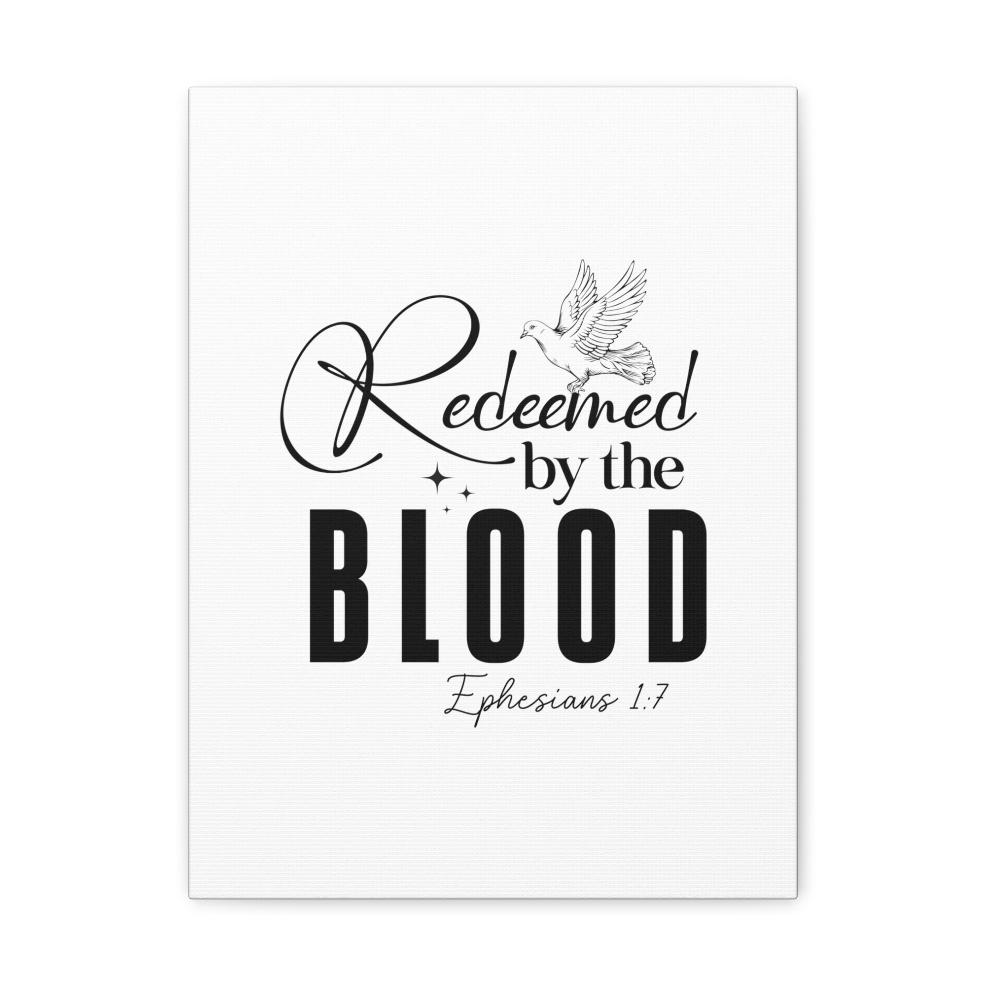 Scripture Walls Ephesians 1:7 Redeemed by Blood Bible Verse Canvas Christian Wall Art Ready to Hang Unframed-Express Your Love Gifts