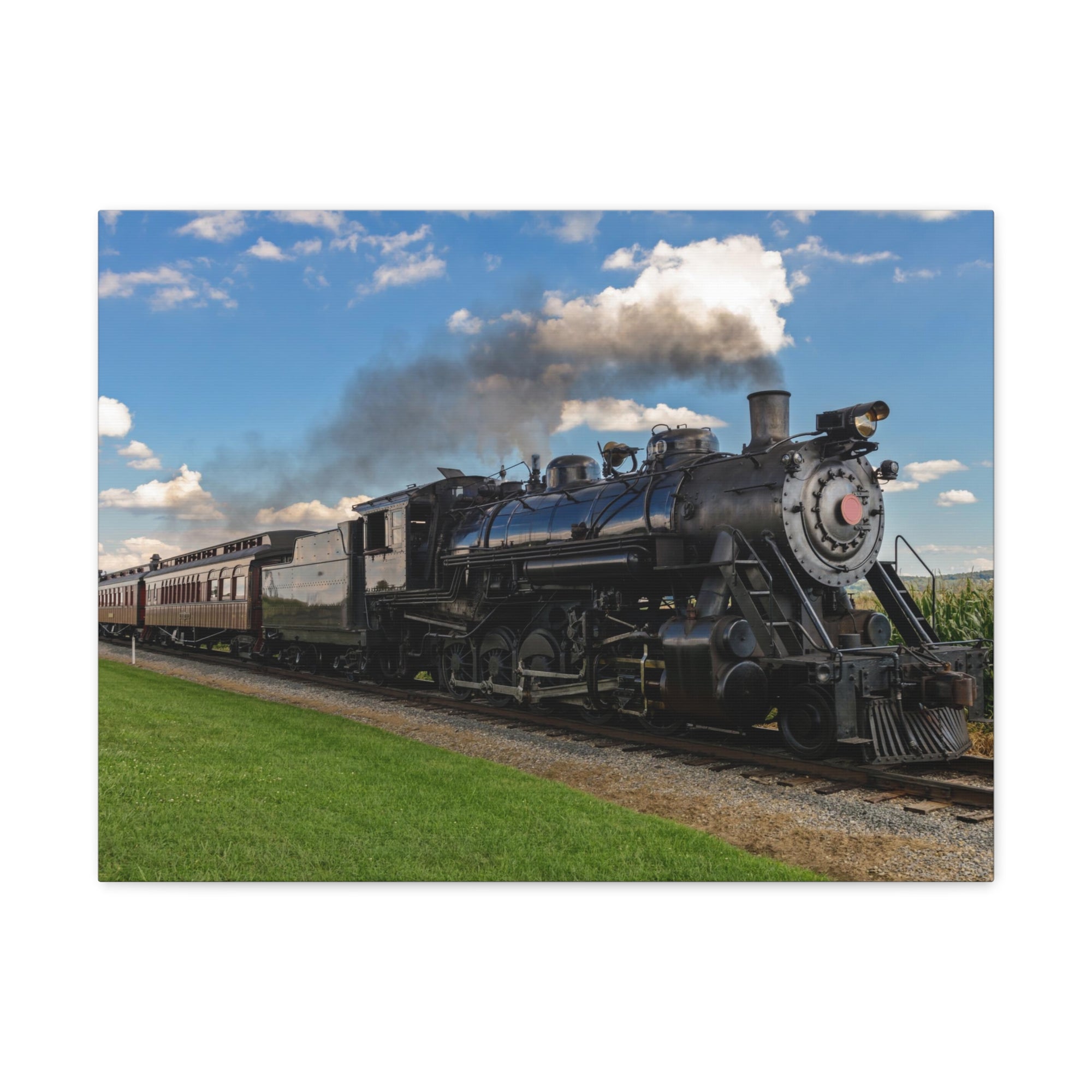 Steam Train With Black Smoke Nature Wilderness Photography Canvas Wall Art for Home Decor Ready-to-Hang-Express Your Love Gifts