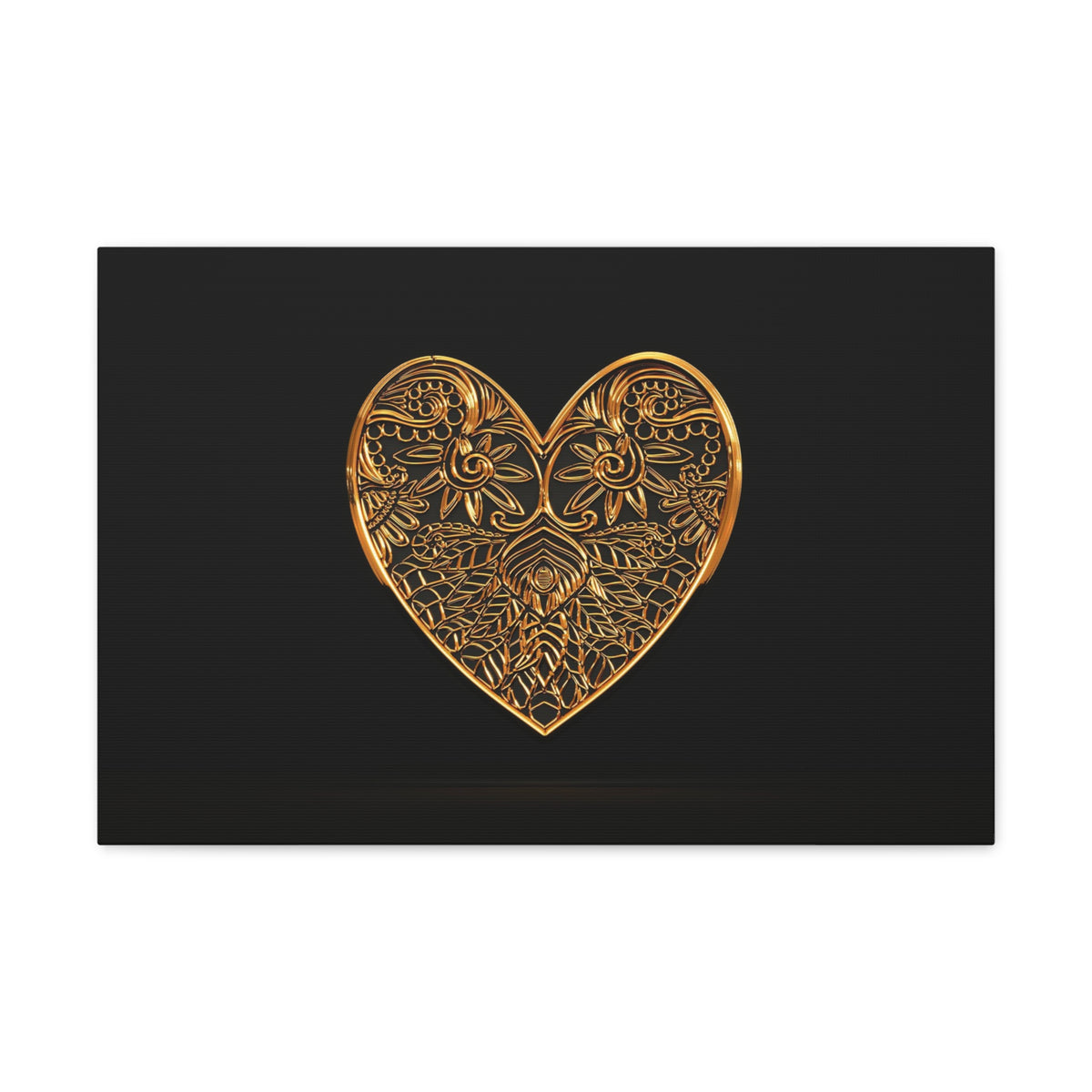 3D Gold Hearts Playing Card Canvas Wall Art for Home Decor Ready-to-Hang-Express Your Love Gifts