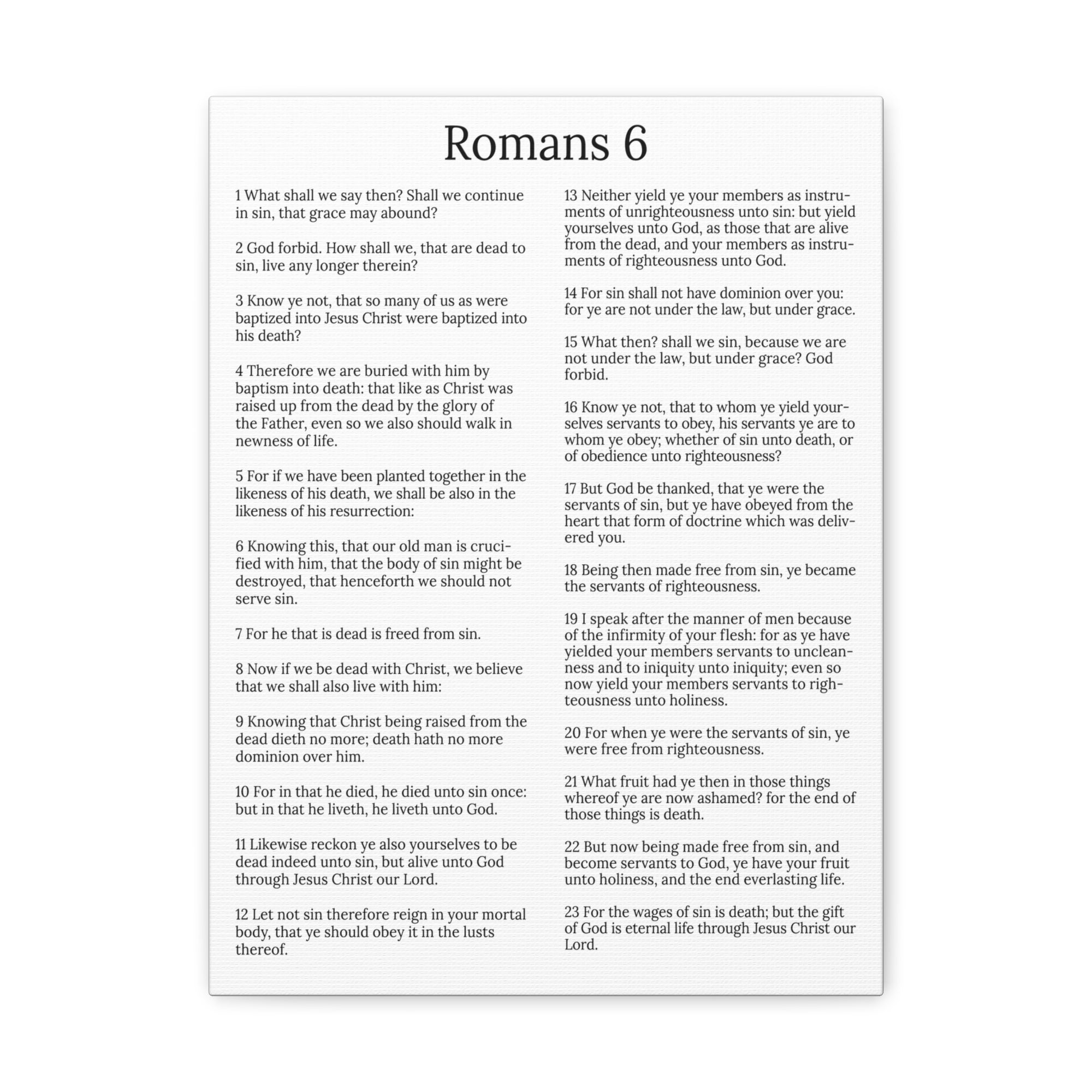 Scripture Walls Sanctification Roman 6 White Chapter Christian Wall Art Print Ready to Hang Unframed-Express Your Love Gifts