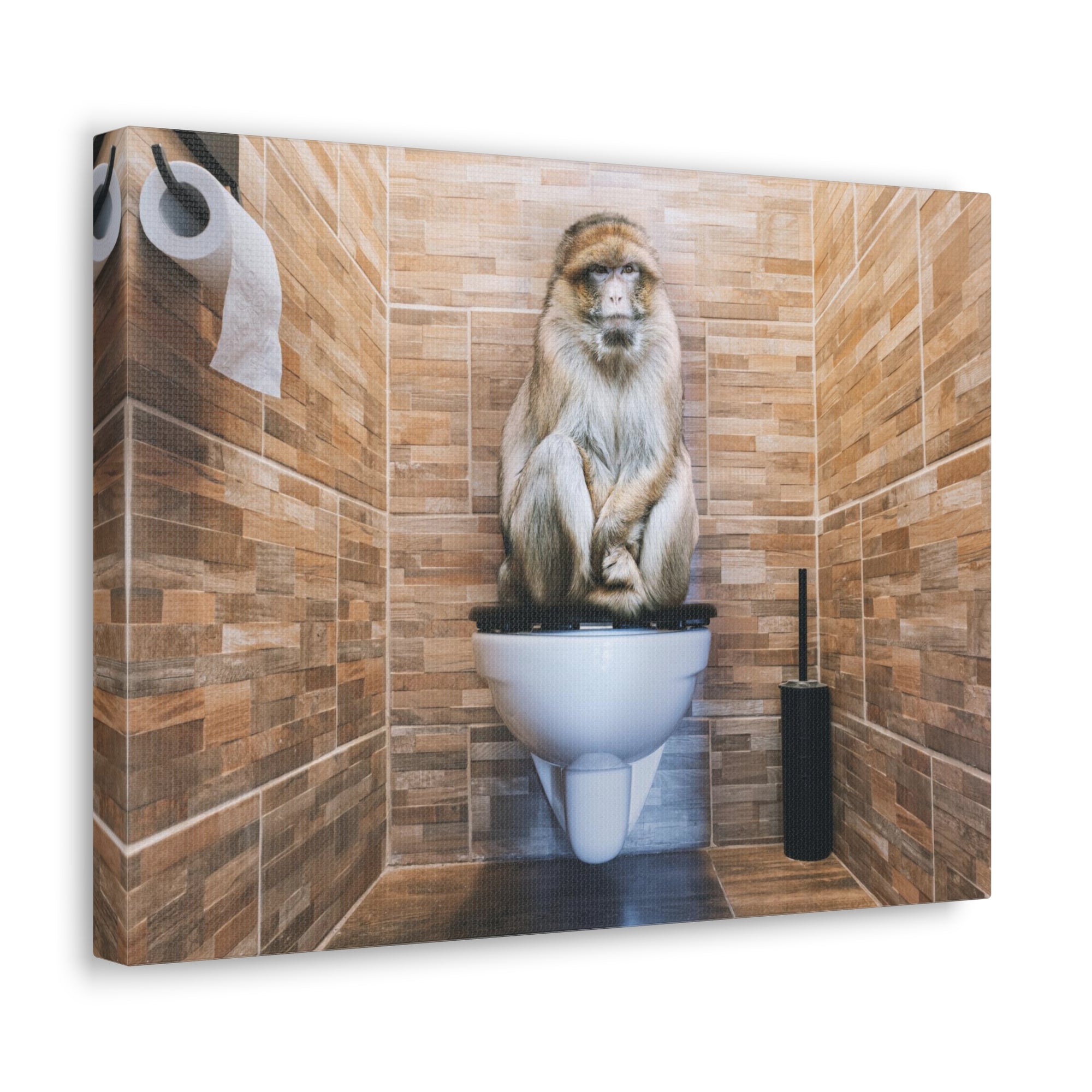 Macaque Ape Sitting On Toilet Funny Canvas Wall Art for Home Decor Ready-to-Hand-Express Your Love Gifts