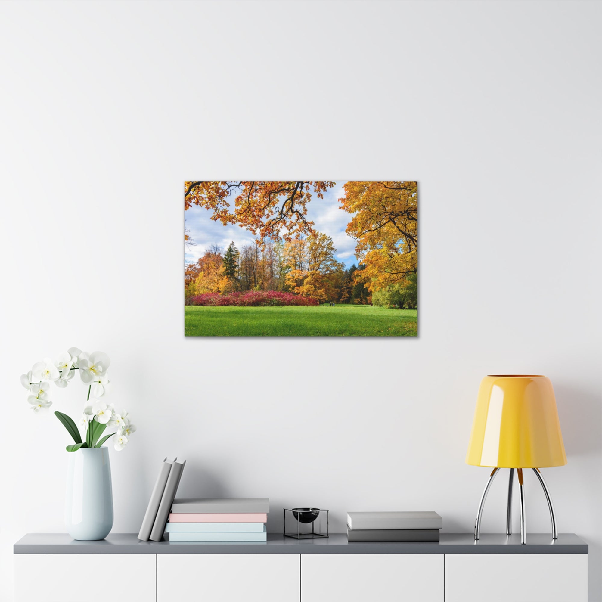 Autumn Park Tree Orange Nature Wilderness Photography Canvas Wall Art for Home Decor Ready-to-Hang-Express Your Love Gifts