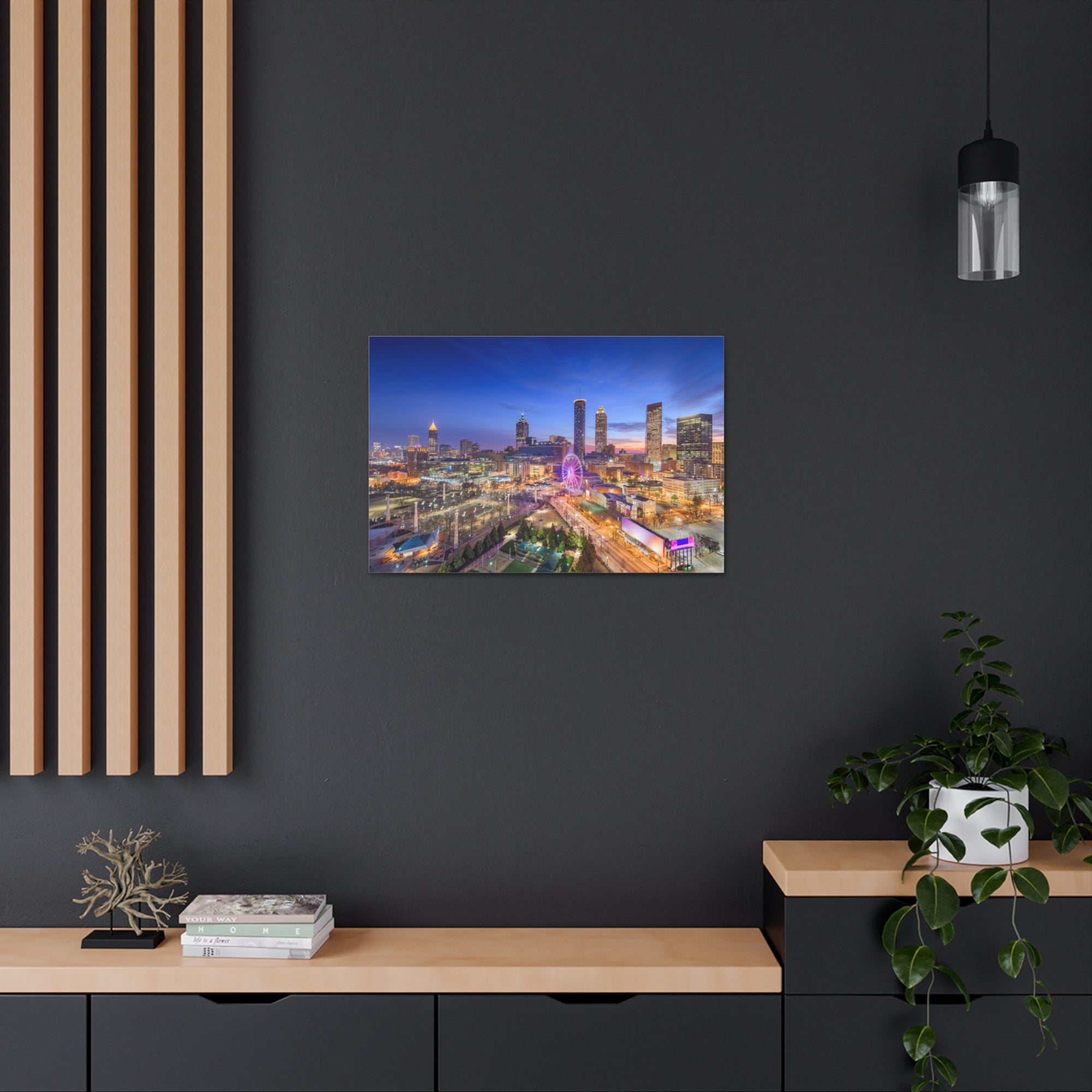 Atlanta Night Skyline Canvas Artwork High-Quality Breathtaking Stunning Cityscape for Home Decor Ready to Hang-Express Your Love Gifts