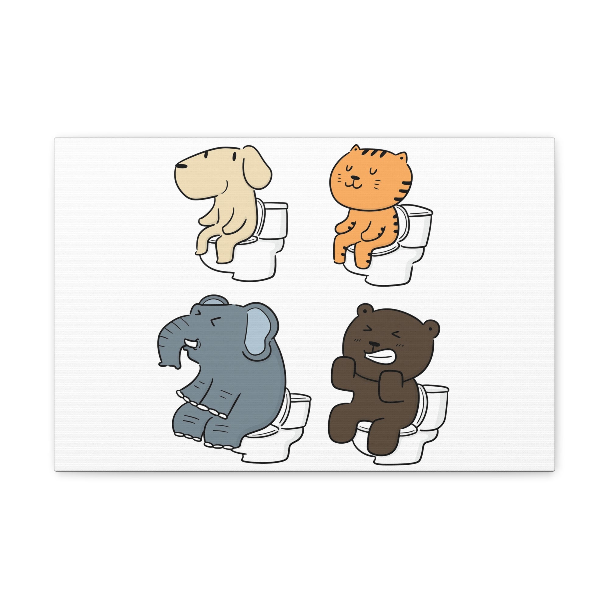 Set Of Animals Sitting On Toilet Funny Canvas Wall Art for Home Decor Ready-to-Hand-Express Your Love Gifts