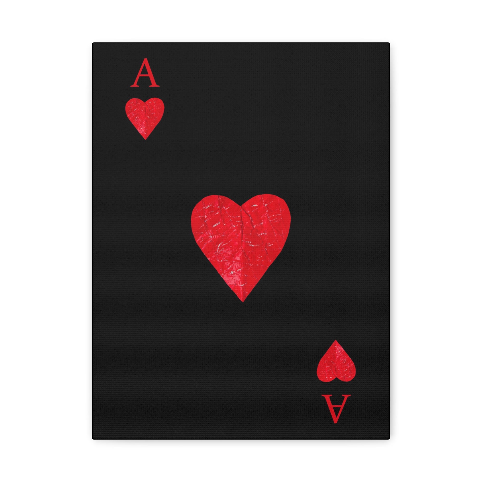 Ace Of Hearts Black Surface Playing Card Canvas Wall Art for Home Decor Ready-to-Hang-Express Your Love Gifts