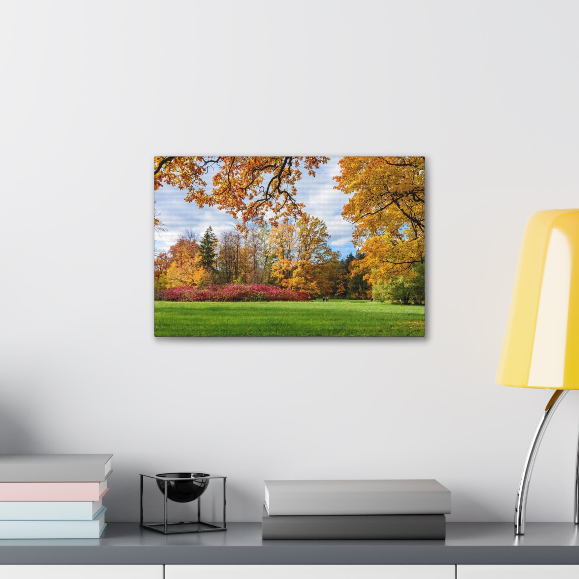 Autumn Park Tree Orange Nature Wilderness Photography Canvas Wall Art for Home Decor Ready-to-Hang-Express Your Love Gifts