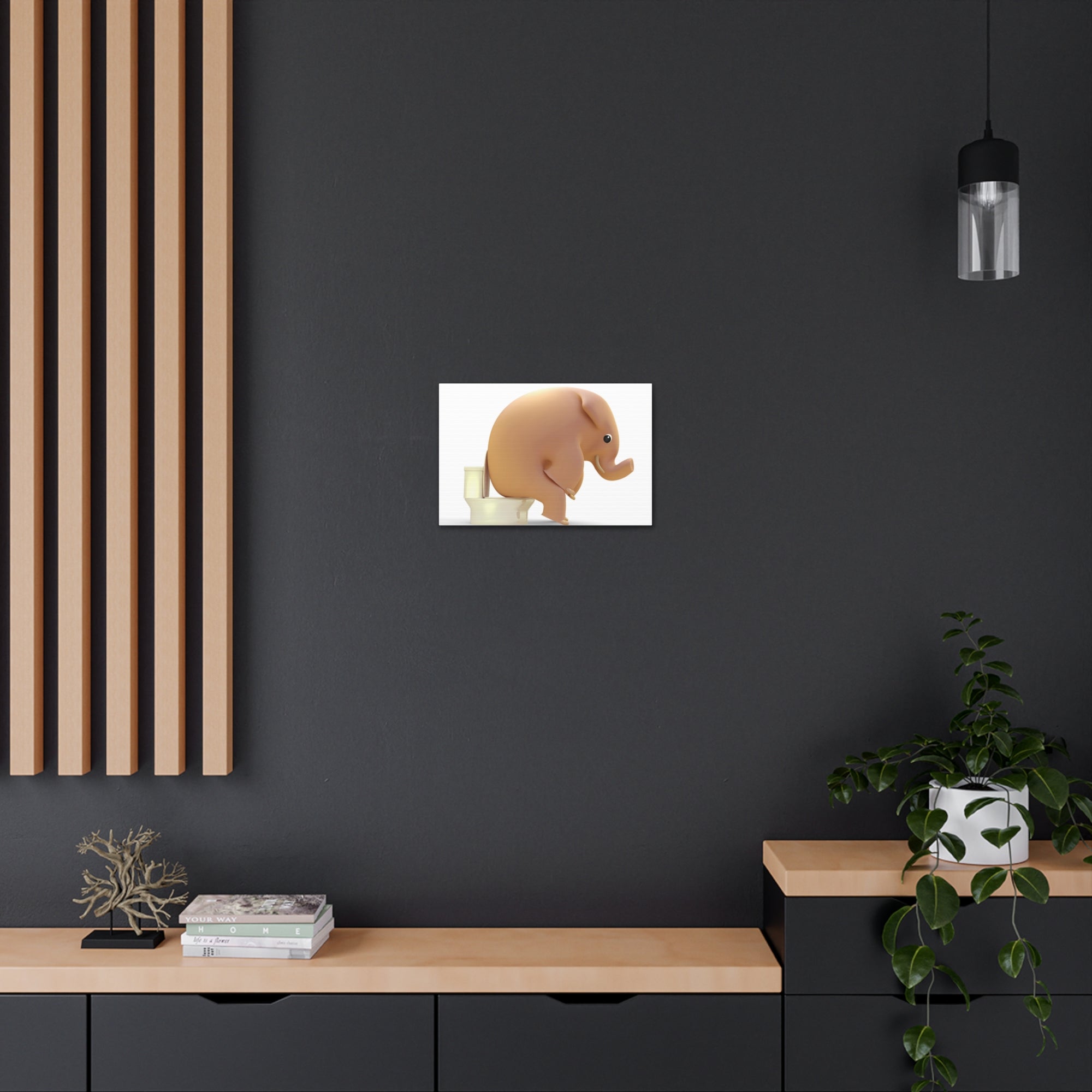 3D Elephant Seated On Toilet Funny Canvas Wall Art for Home Decor Ready-to-Hand-Express Your Love Gifts