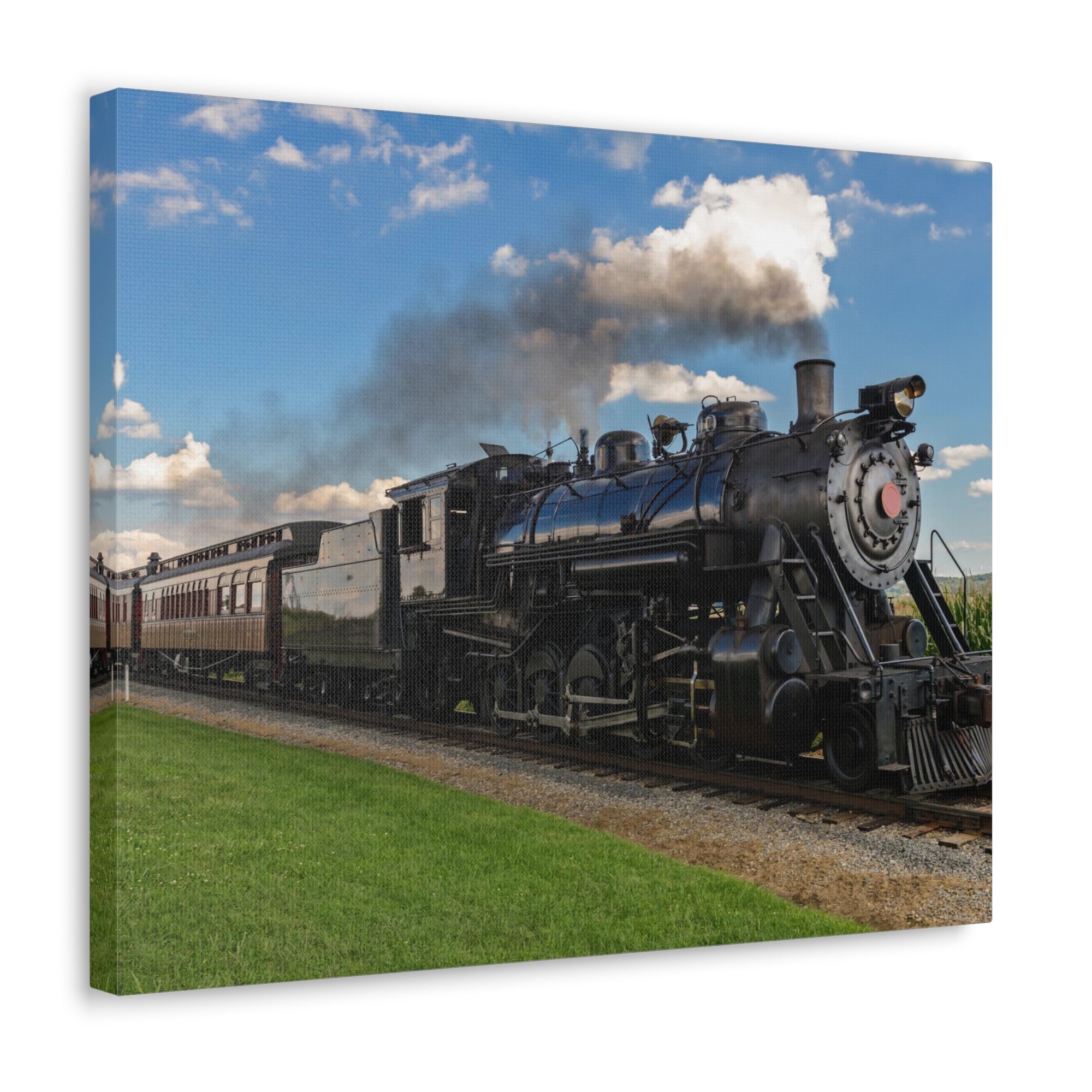 Steam Train With Black Smoke Nature Wilderness Photography Canvas Wall Art for Home Decor Ready-to-Hang-Express Your Love Gifts