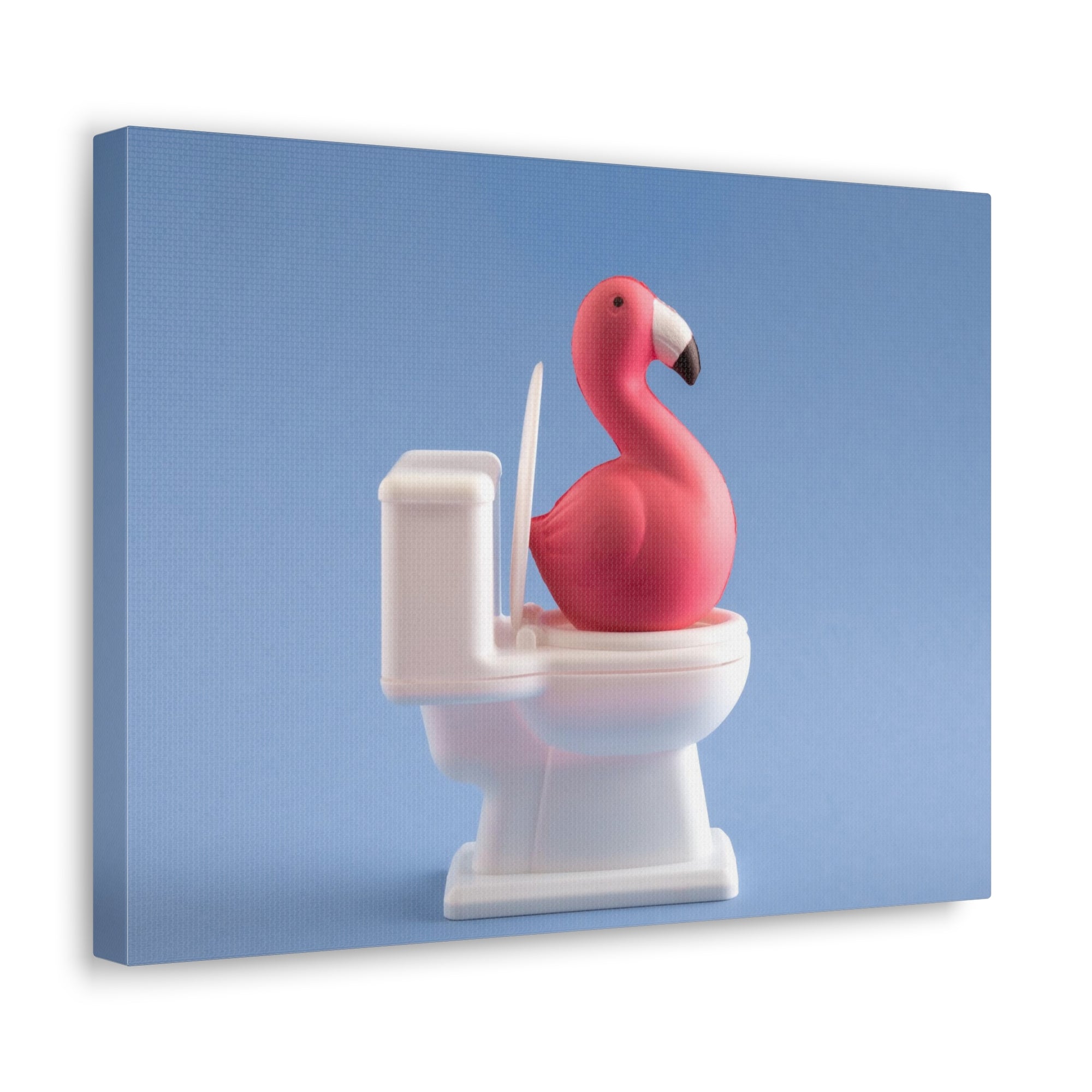 Cute Pink Flamingo Sitting On Toilet Funny Canvas Wall Art for Home Decor Ready-to-Hand-Express Your Love Gifts