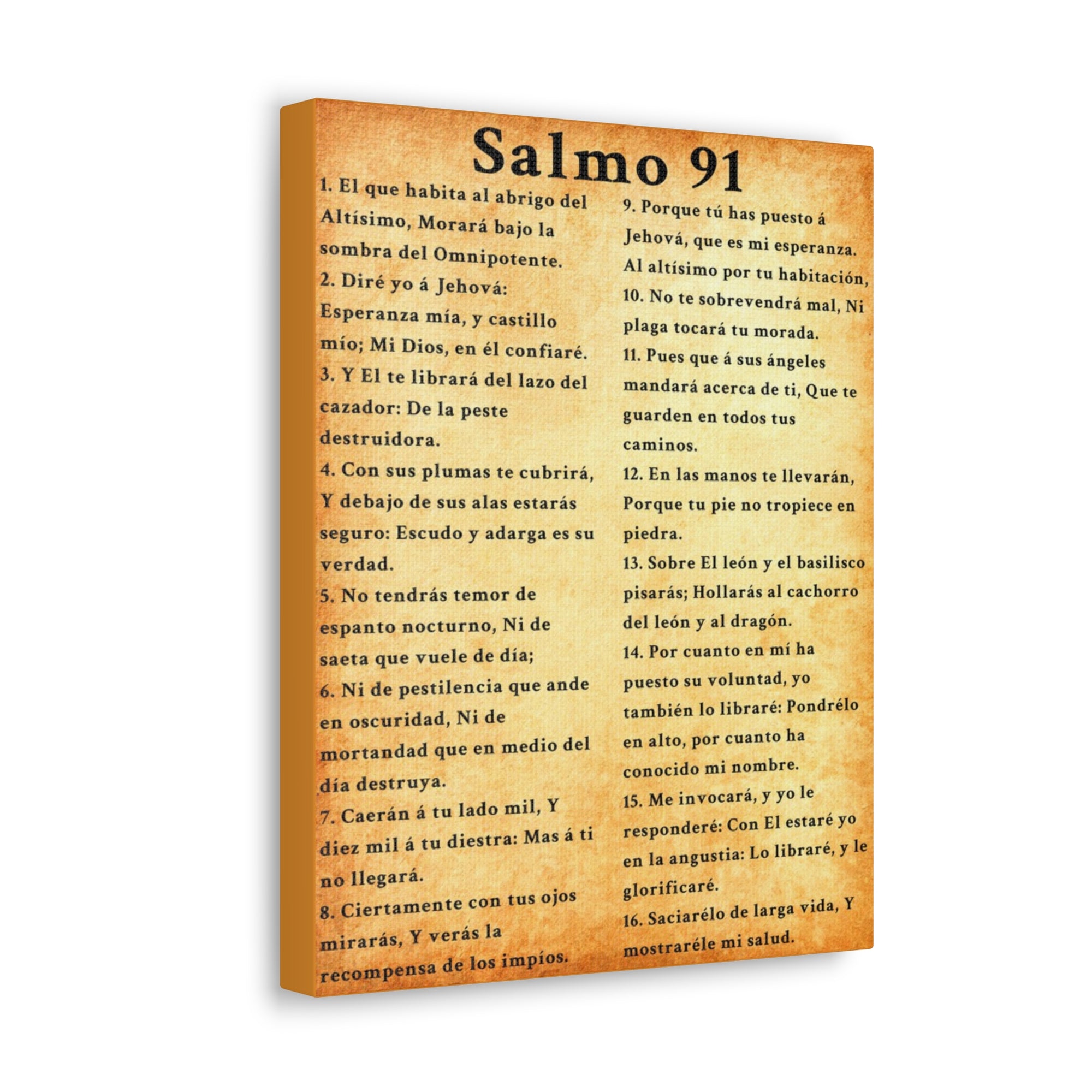 Scripture Walls Salmo 91 Psalm 91 Spanish Gold Bible Chapter Canvas Christian Wall Art Ready to Hang Unframed-Express Your Love Gifts