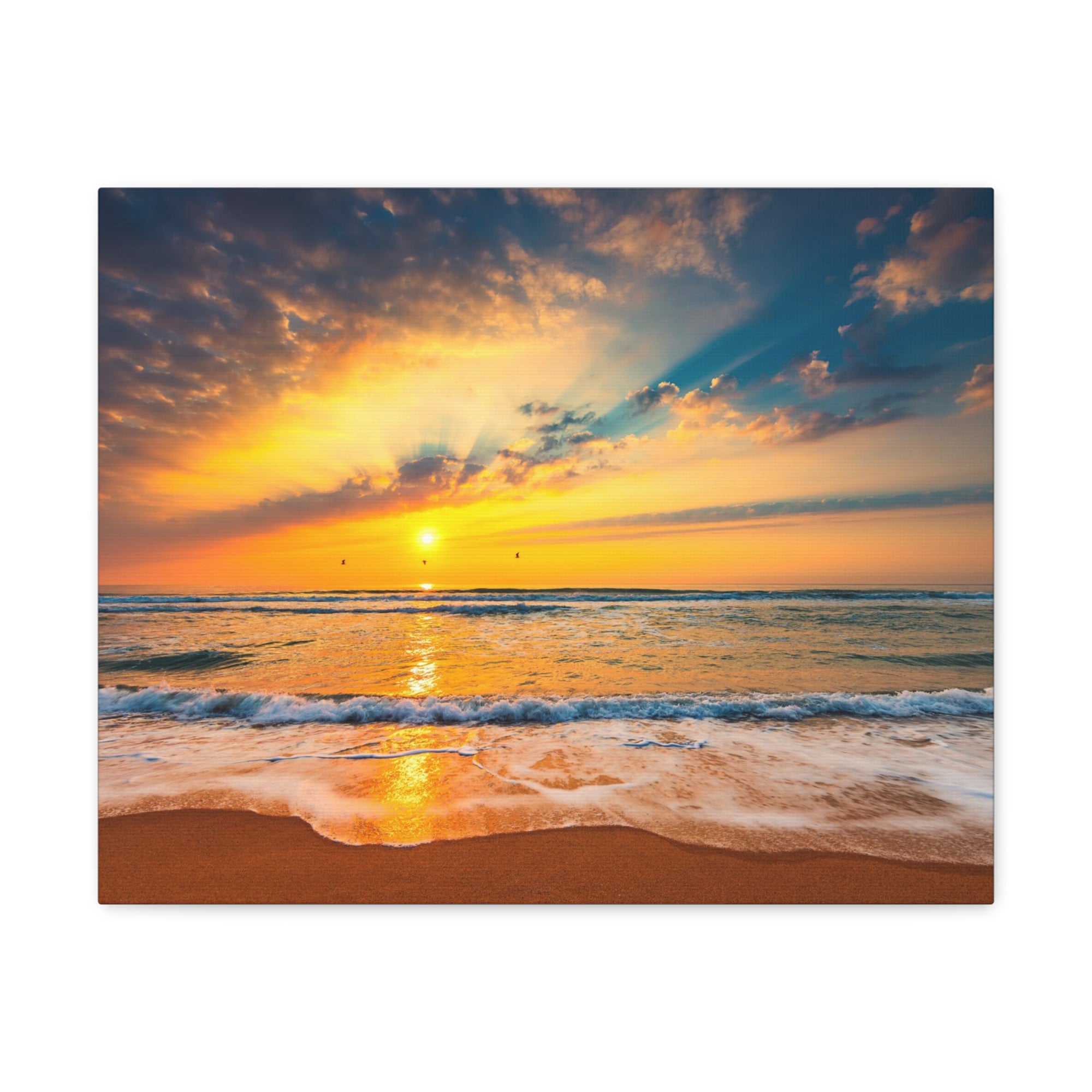 Beach Sunrise Over Tropical Sea Ocean Canvas Wall Art for Home Decor Ready-to-Hang-Express Your Love Gifts